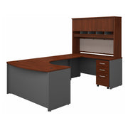 Bush Business Furniture Series C 60W Right Handed Bow Front U Shaped Desk with Hutch and Storage in Hansen Cherry - 59.45" Width x 101.65" Depth x 72.85" Height