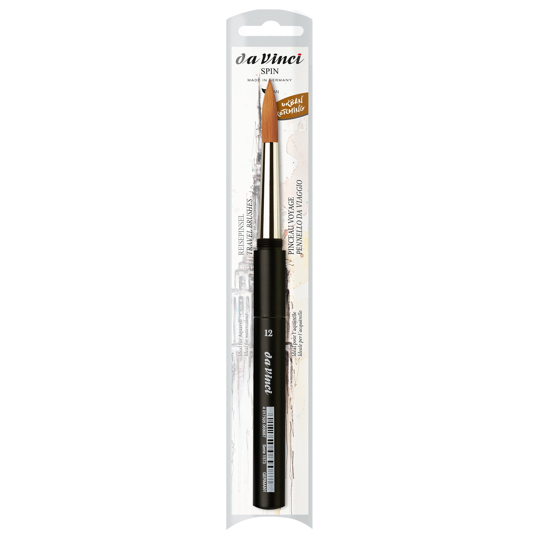 COSMOTOP-SPIN Pocket Travel Brush, Synthetic, Watercolor, Round, Series 1573, Size 12