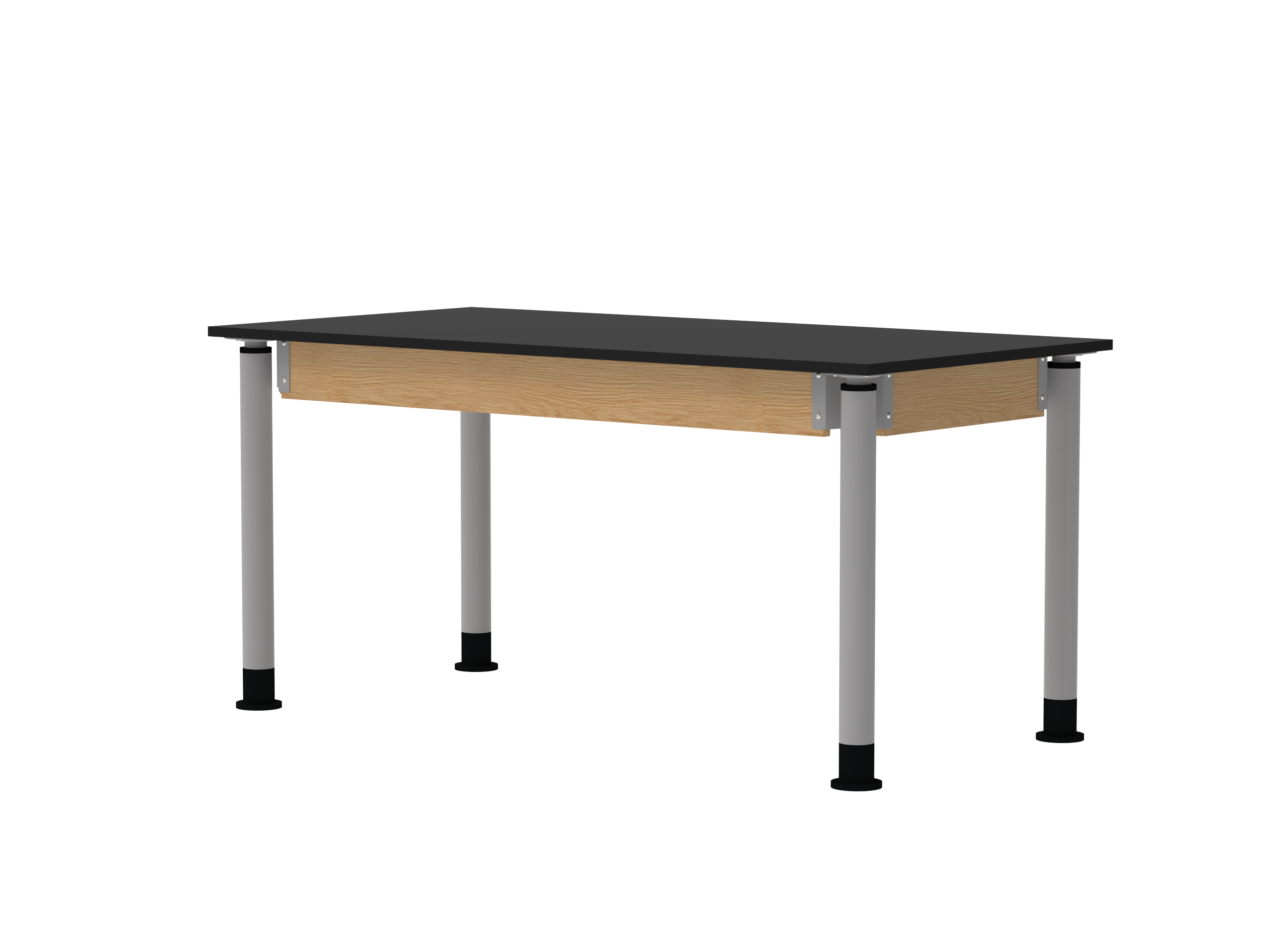 Uplift! Adjustable Height Table with Wood Apron - Red Oak, Phenolic, 60"W x 30"D x 26 - 40-1/2"H