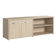 Bush Business Furniture Studio C Low Storage Cabinet with Doors and Shelves in Natural Elm - 59.17" Width x 15.71" Depth x 21.2" Height