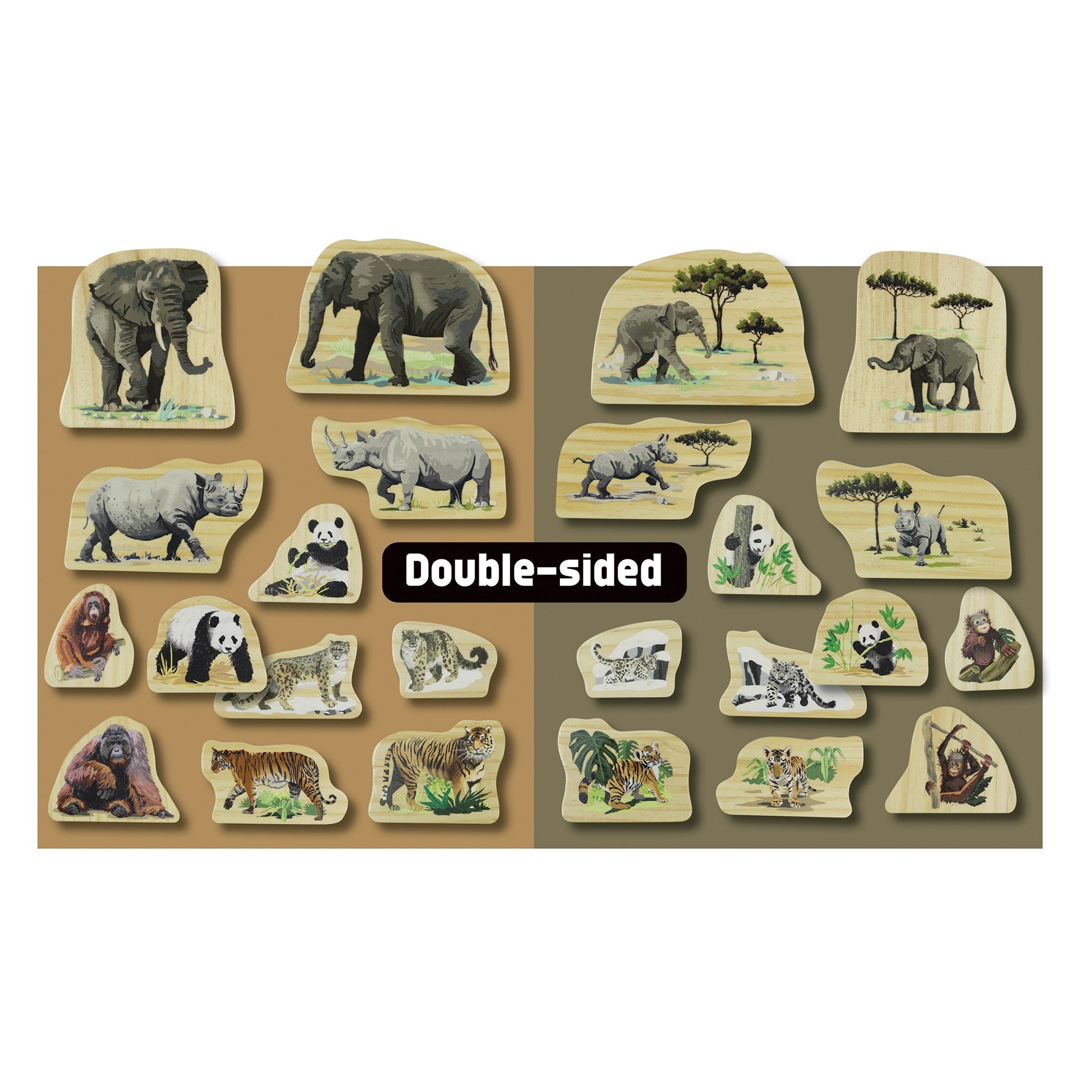 Endangered Animal Families Wooden Characters
