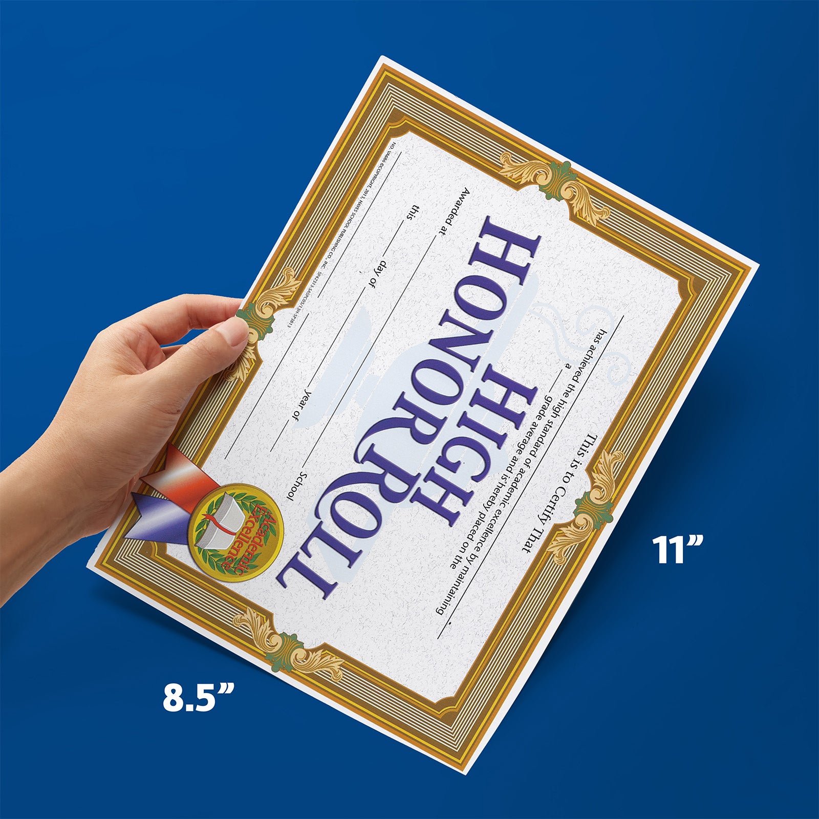 High Honor Roll Certificate, 8.5" x 11", Pack of 30