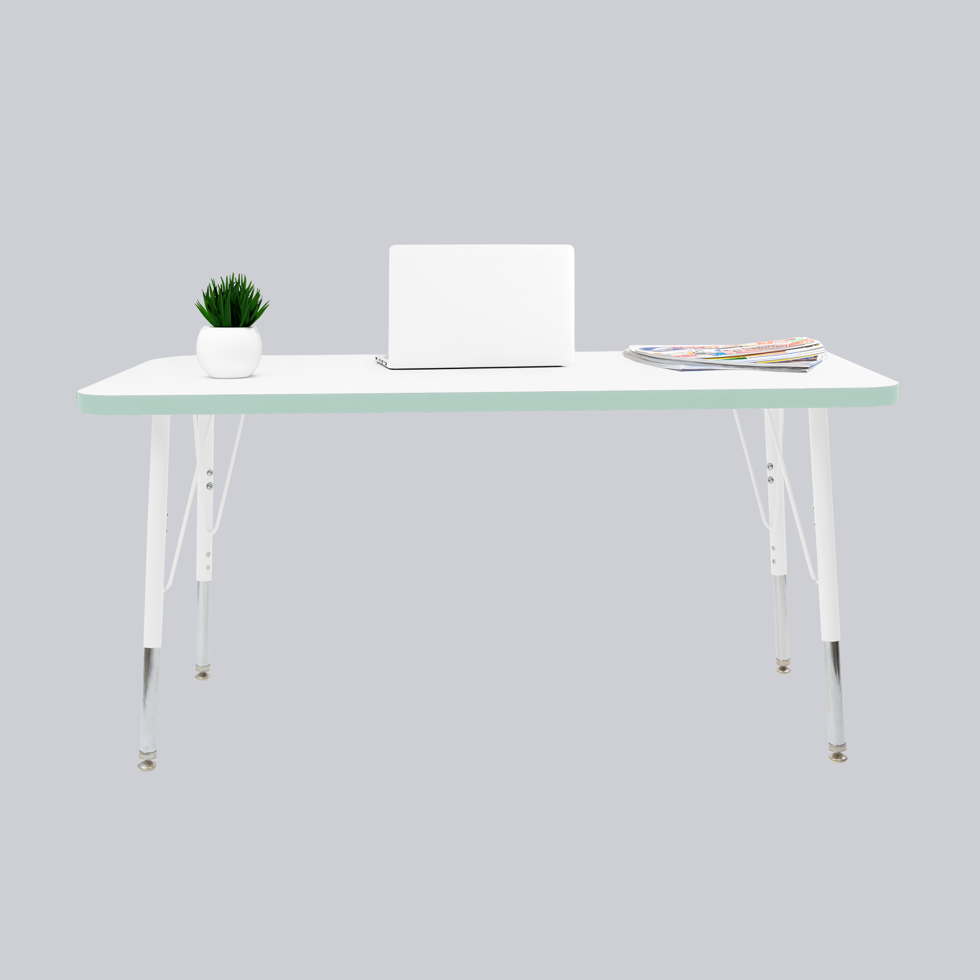 24" x 48" Rectangle Thermofused Activity Table with Adjustable Standard Swivel Glide Legs - White/Seafoam/White