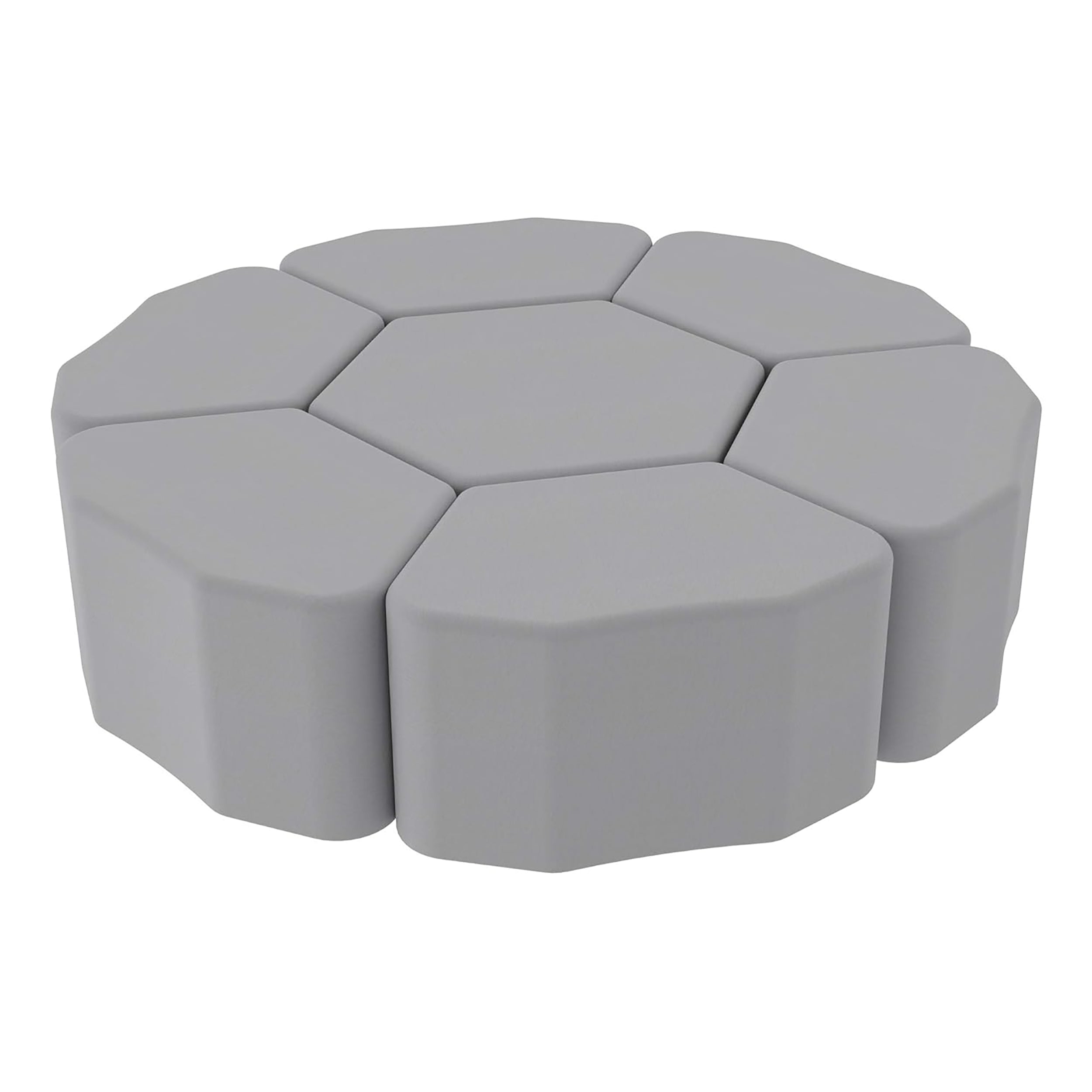 Pro Series Upholstered Bloom Ottoman 18" Height, 7-Piece - Gray