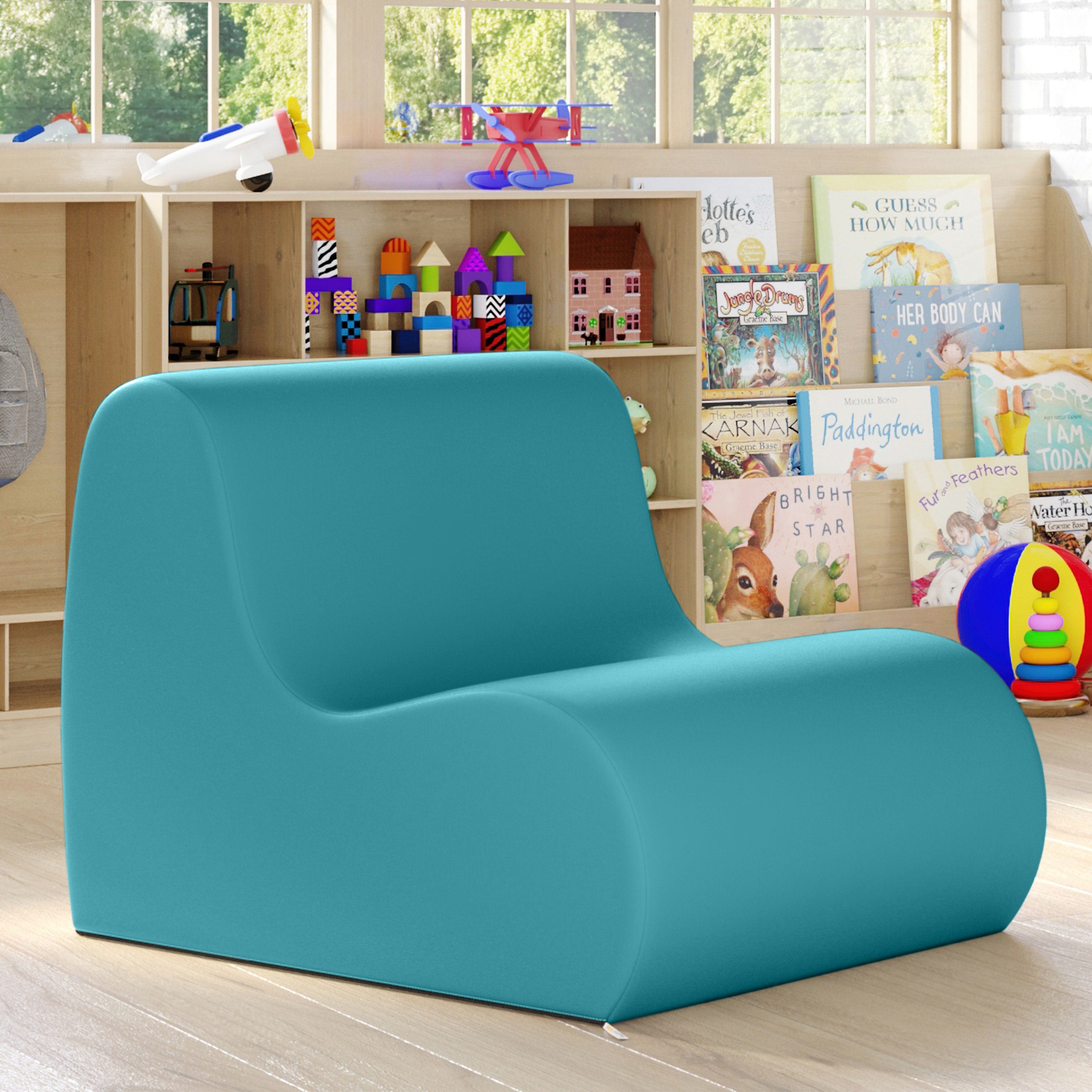 Jaxx Midtown Medium Classroom Soft Foam Chair - Premium Vinyl Cover - Turquoise