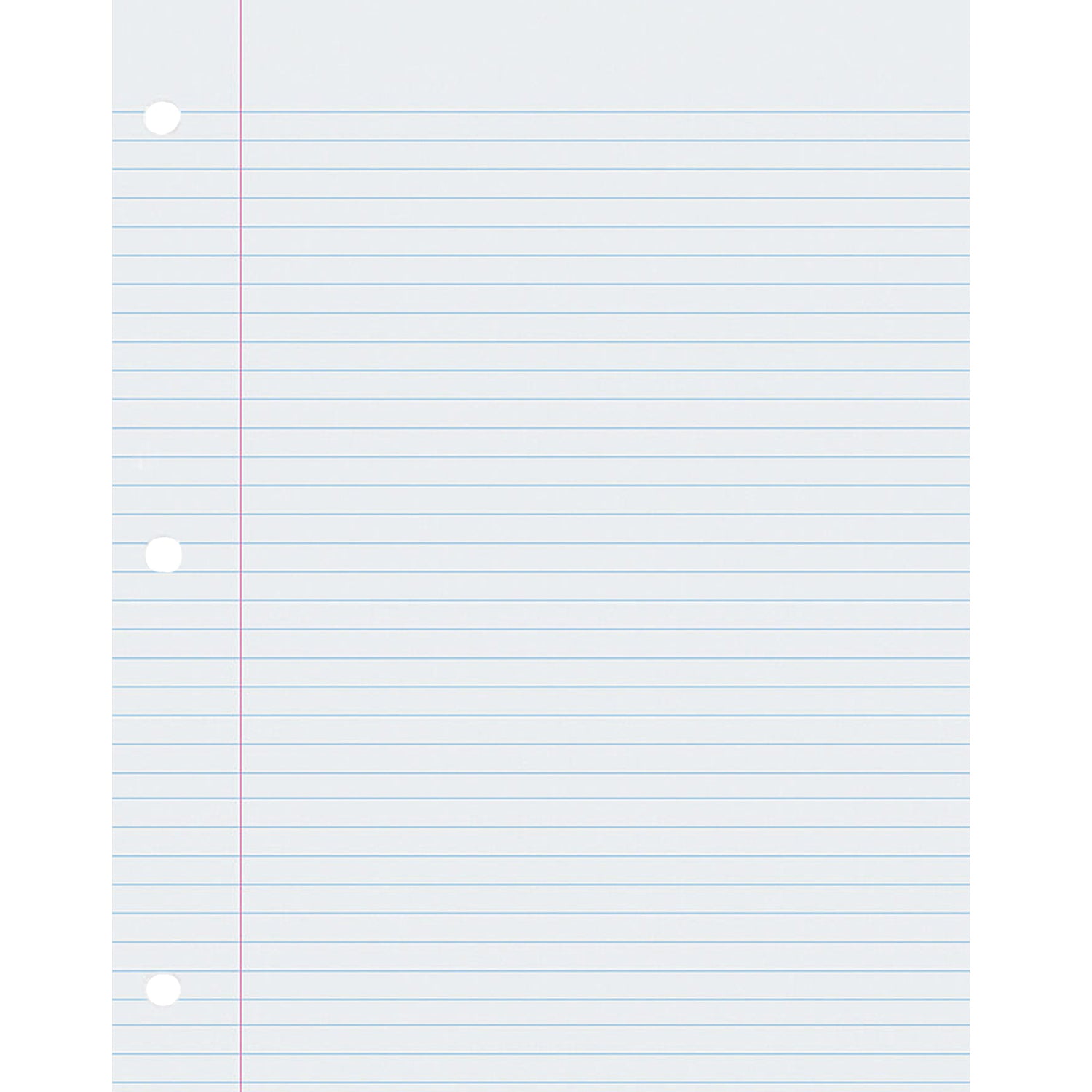 Composition Paper, White, 3-Hole Punched, Red Margin, 9/32" Ruled, 8-1/2" x 11", 500 Sheets
