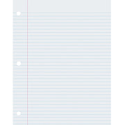 Composition Paper, White, 3-Hole Punched, Red Margin, 9/32" Ruled, 8-1/2" x 11", 500 Sheets