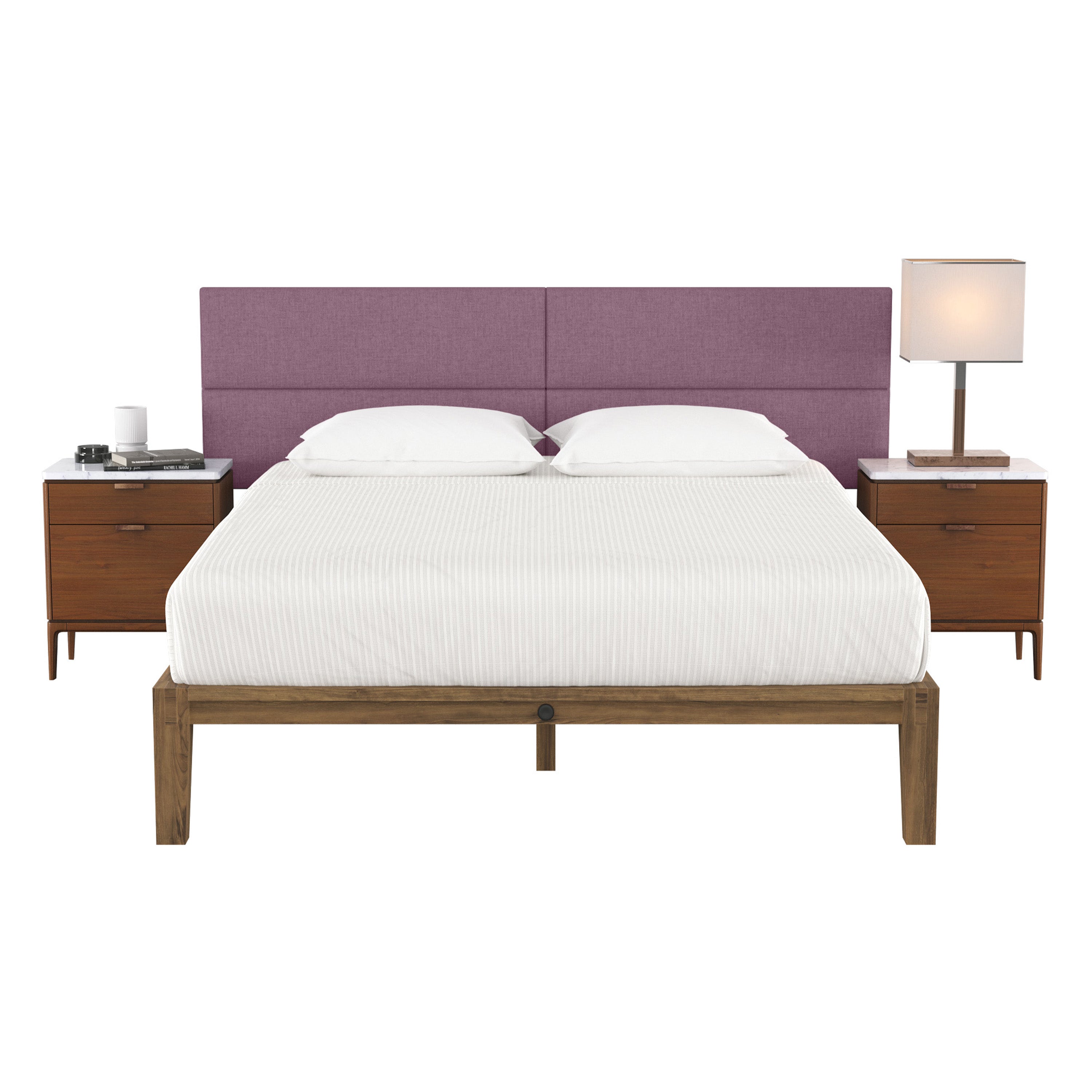 Jaxx Panelist Modern Padded Headboard – Set of 4 Wall Mounted Panels - King, Plum Microvelvet