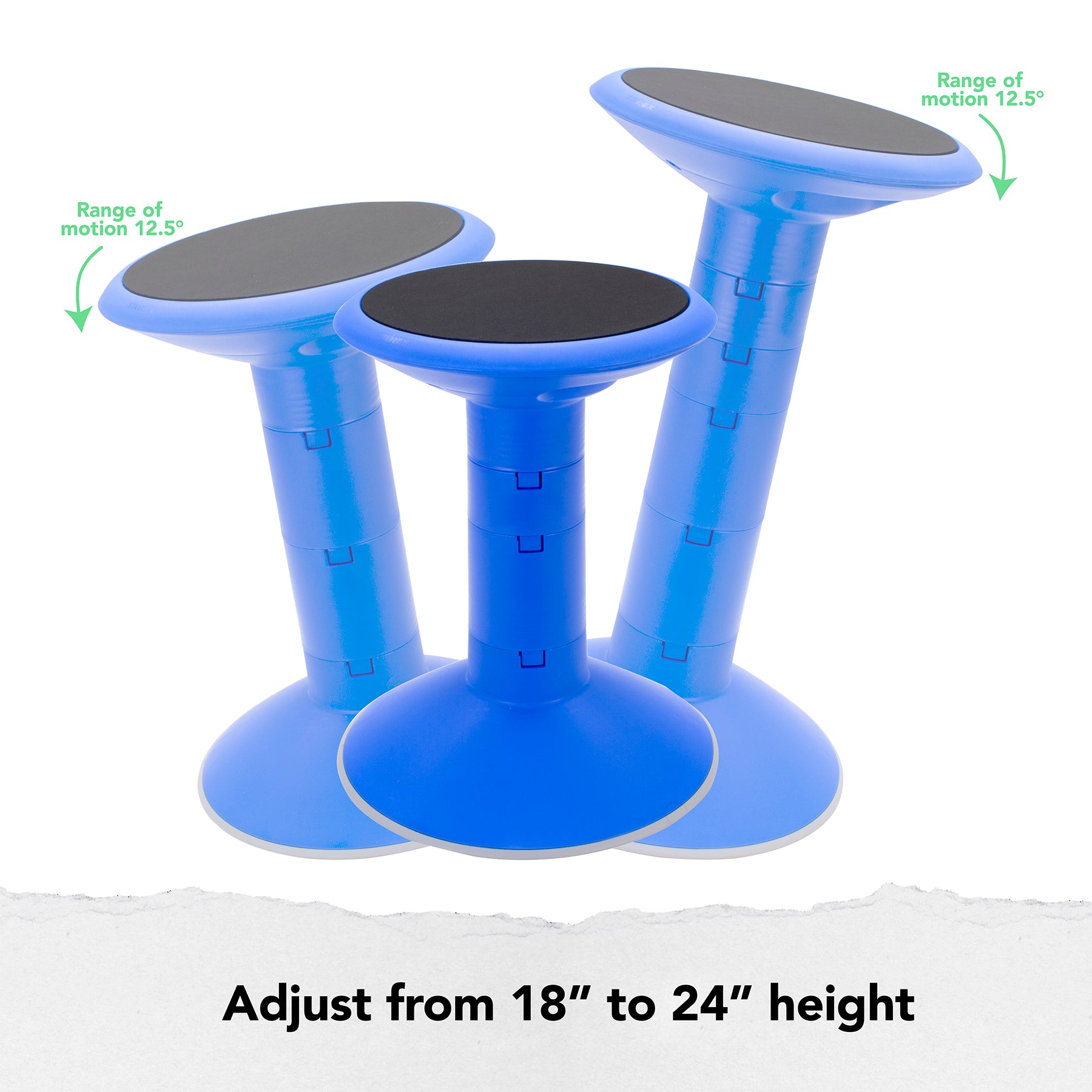 Wiggle stool, 12 to 24-inch, Blue