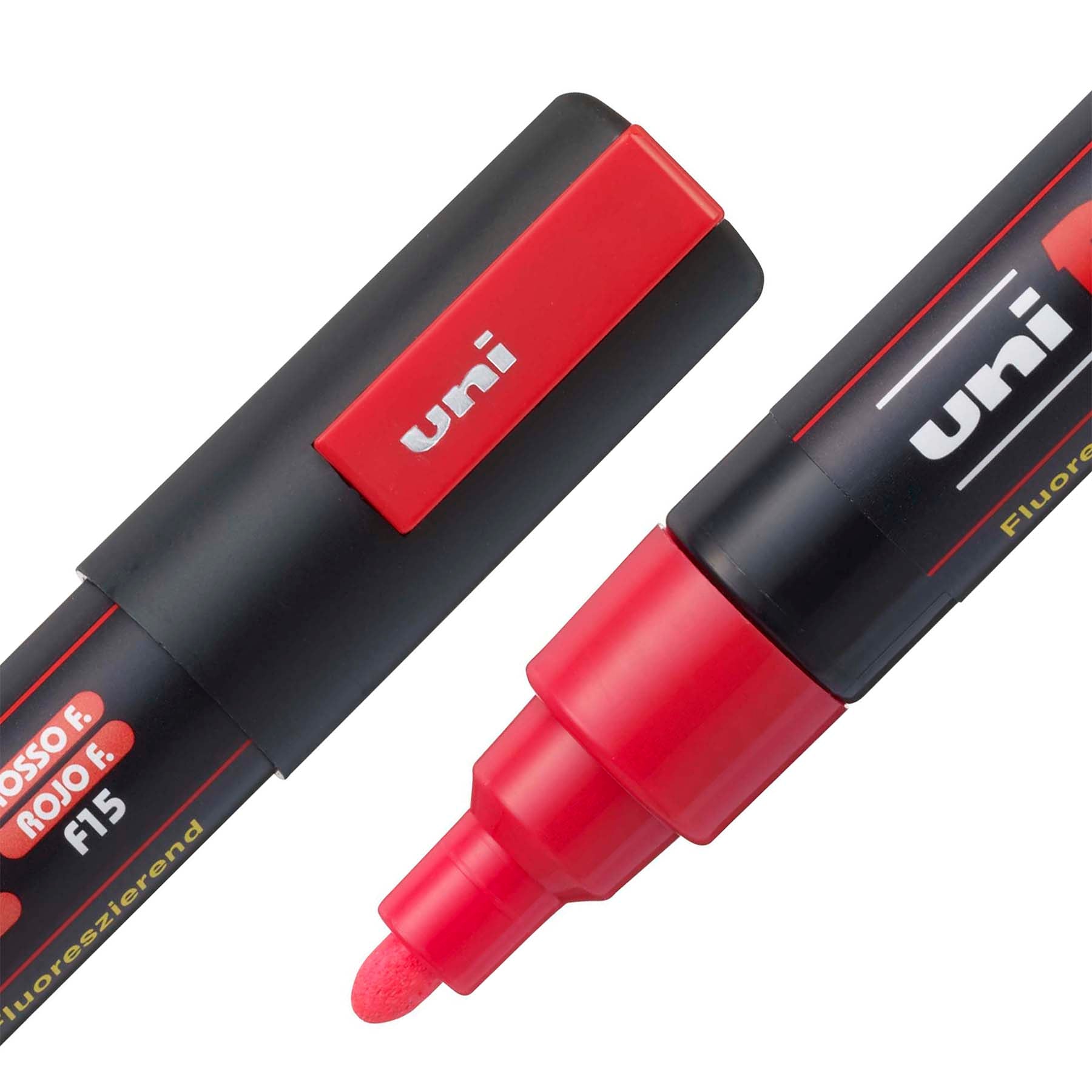 uni® POSCA PC-5M Water-Based Paint Markers, Reversible Medium Tip (1.8-2.5mm), Fluorescent Red