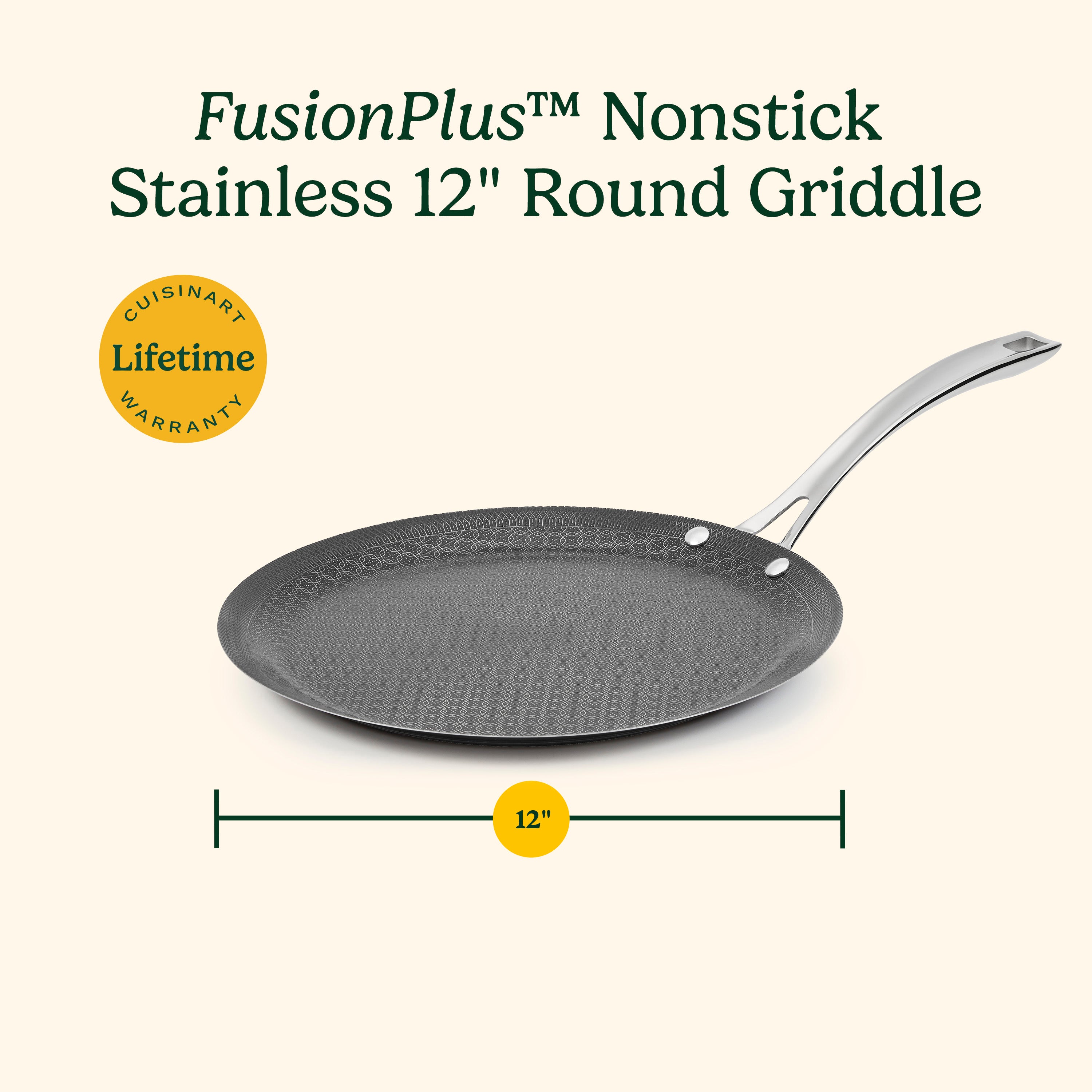 FusionPlus™ Stainless Steel 12" Round Griddle with Stick Handle