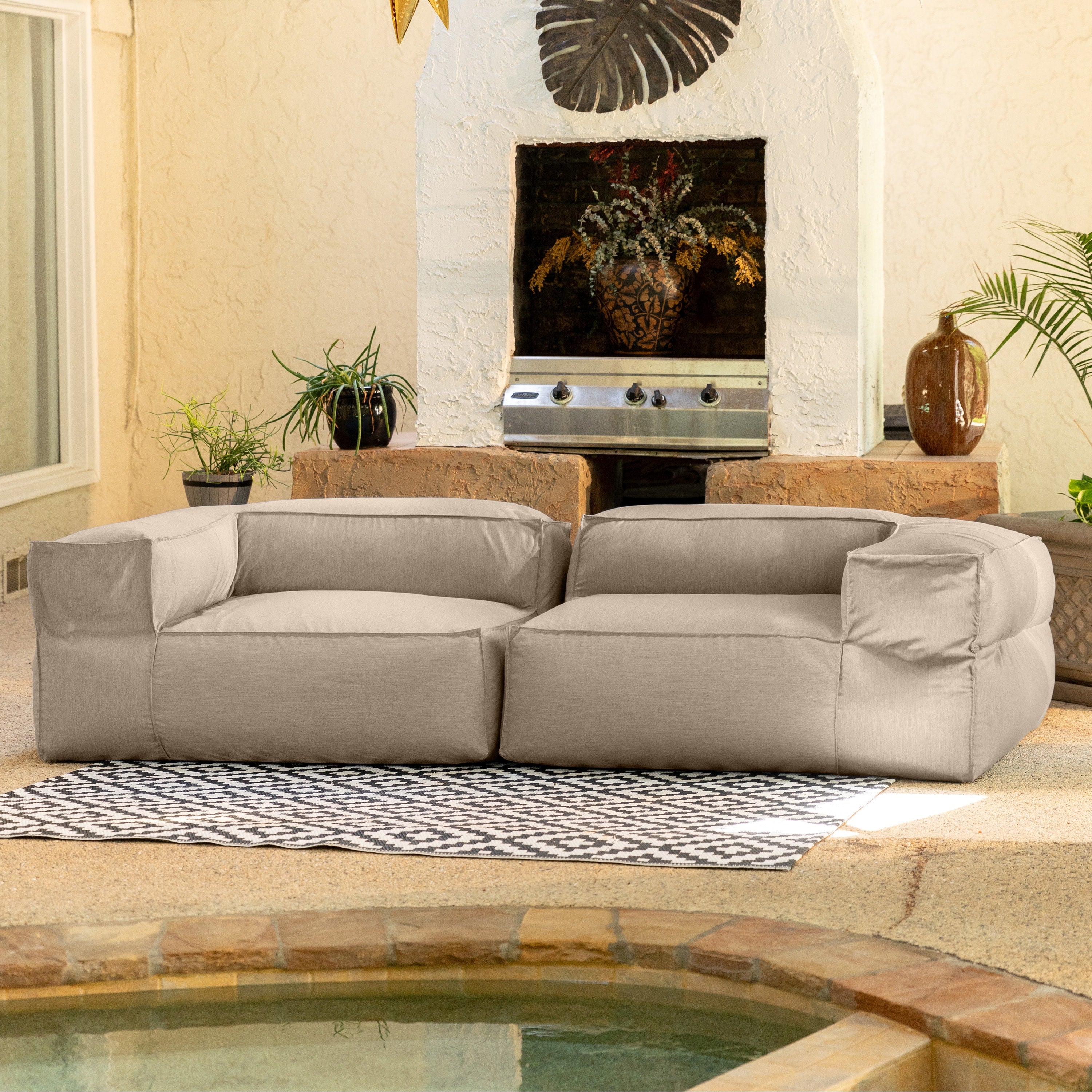 Baya Outdoor Modular Loveseat - Luxurious Soft Seating for Poolside or Hospitality, Ash