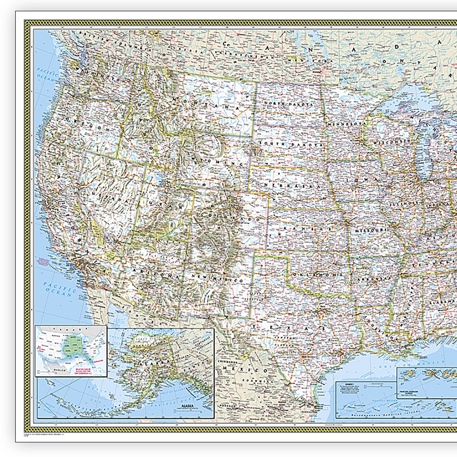 United States Classic Map, Enlarged and Laminated, 69.25" x 48"