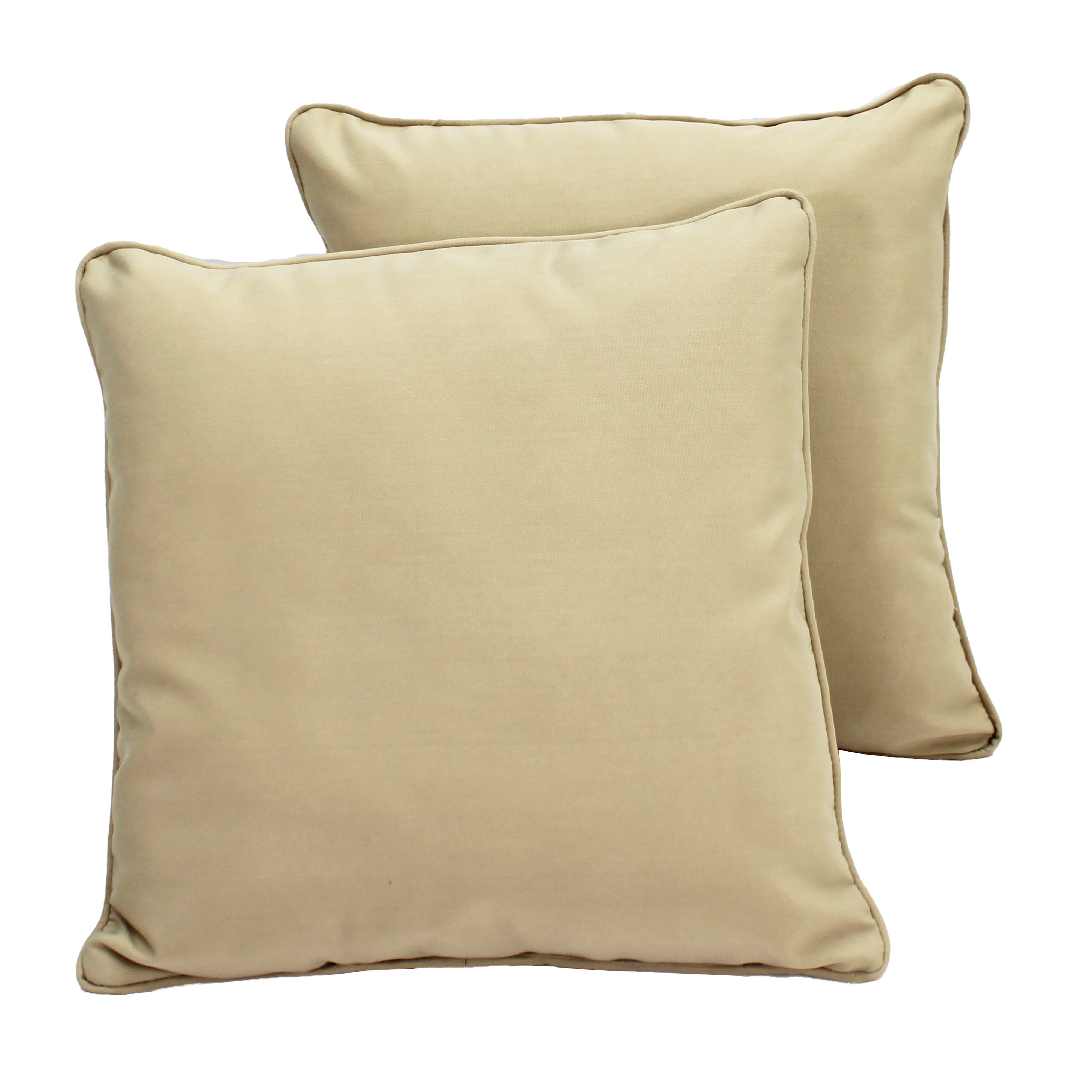 Presidio 24" x 24" Square Indoor/Outdoor Pillow with Piping, 2-Piece - Beige Sand