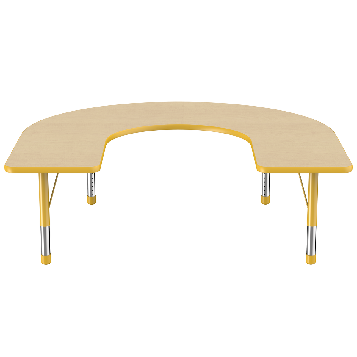 60" x 66" Horseshoe T-Molding Activity Table with Adjustable Chunky Legs - Maple/Yellow