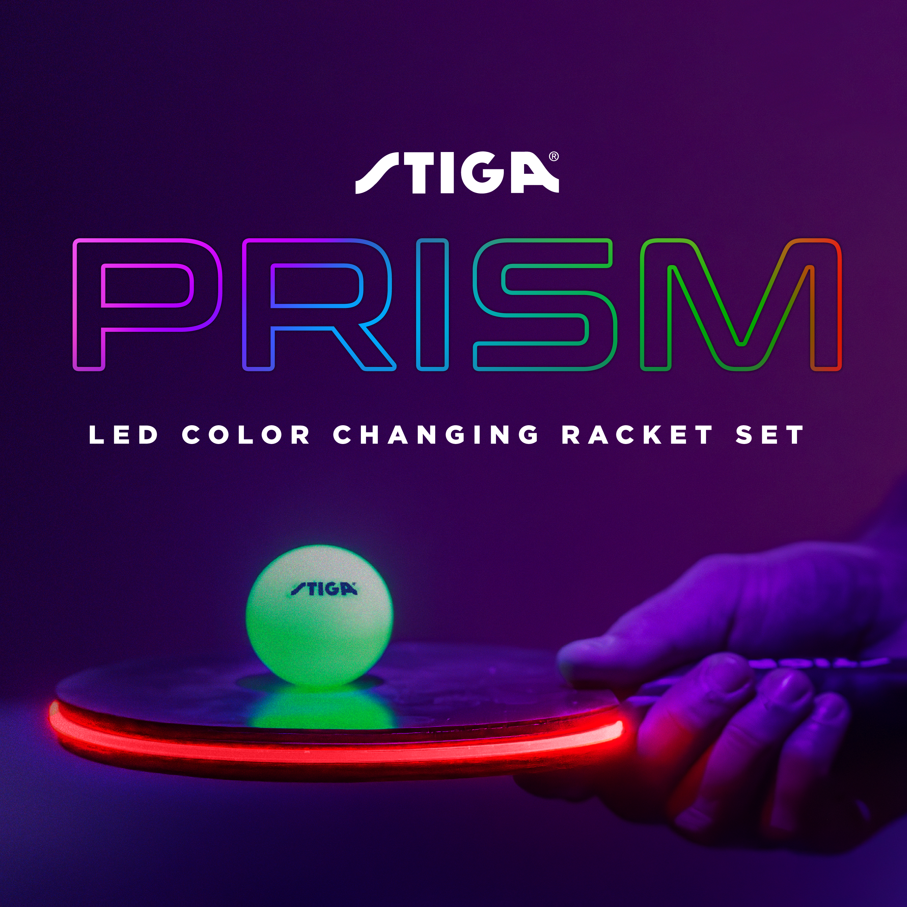 STIGA Prism LED Color Changing Racket Set