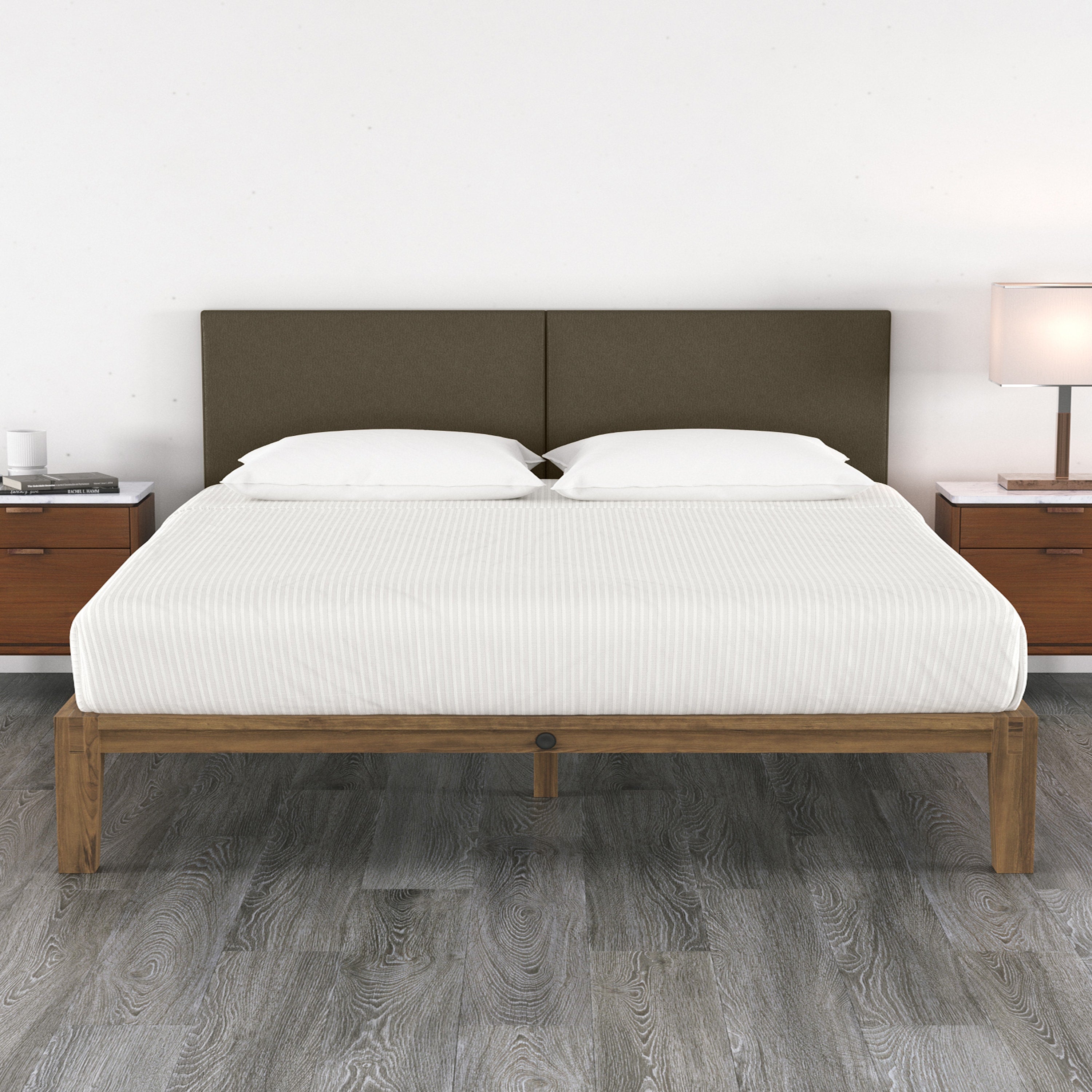 Jaxx Panelist Modern Padded Headboard- Set of 2 Wall Mounted Panels (Each 22.5" x 38")- King Double Tall, Vegan Leather, Thunder Grey