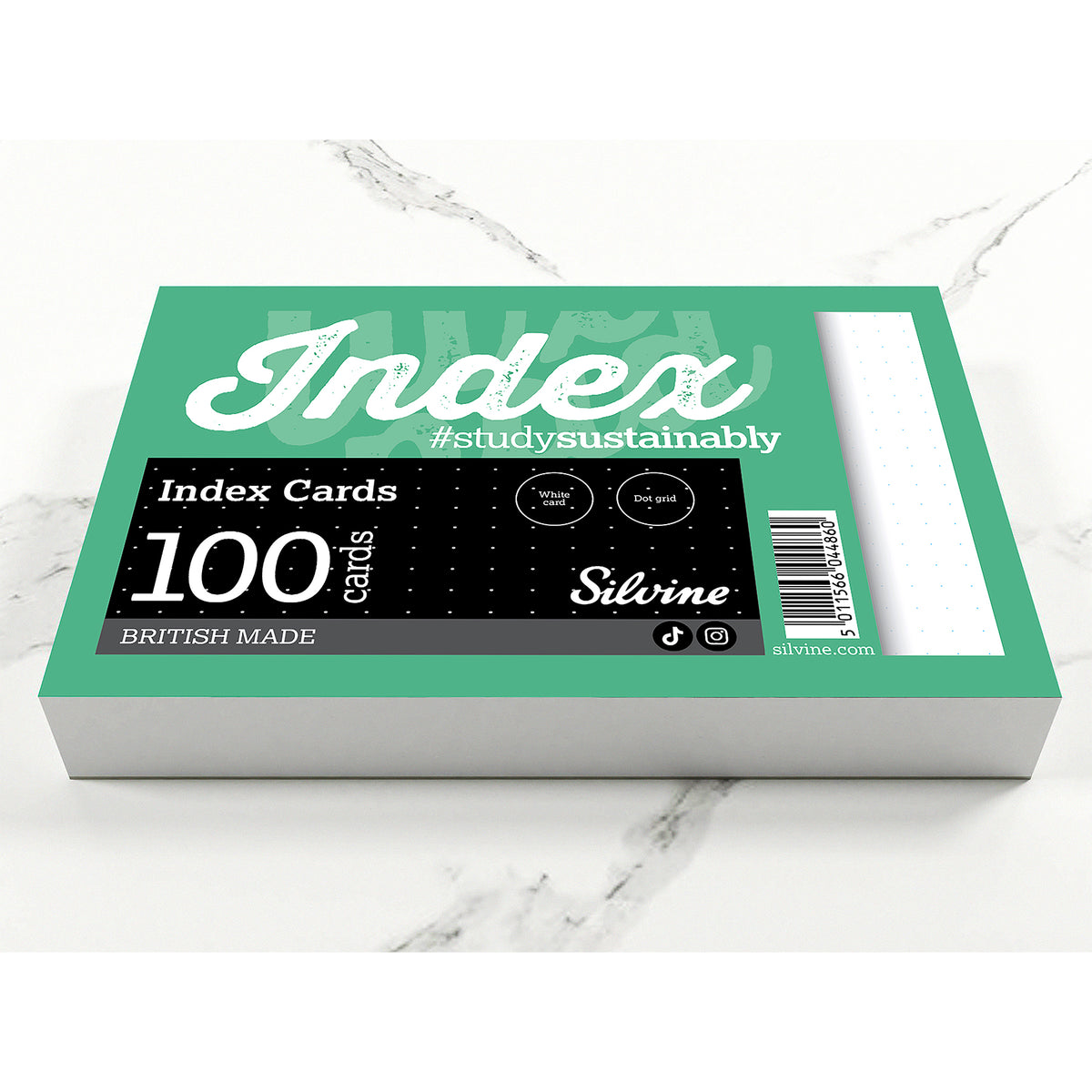 100PK INDX CRD 5MM DOT GRD RULE WHT