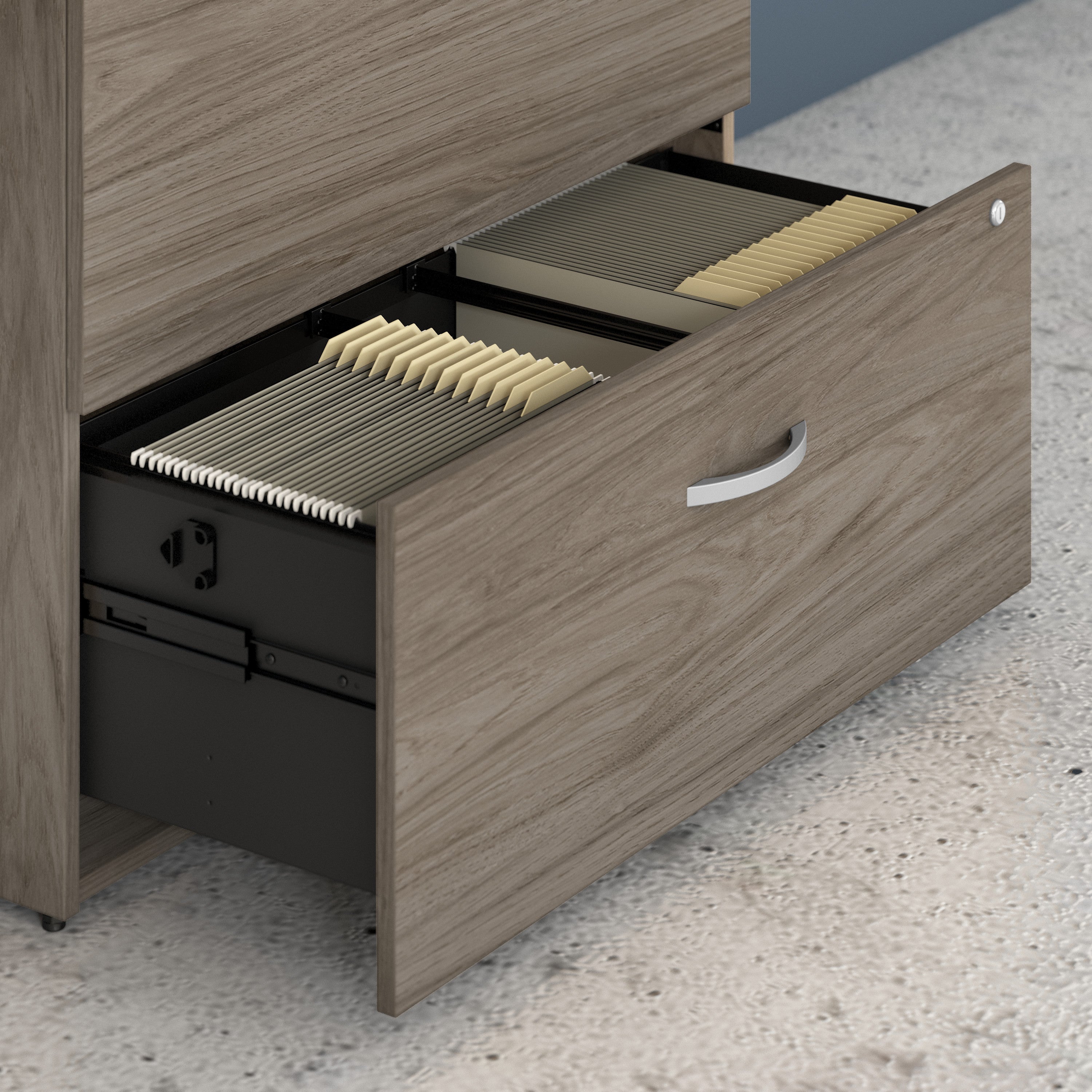 Bush Business Furniture Studio C 2 Drawer Lateral File Cabinet in Modern Hickory - 35.67" Width x 23.35" Depth x 29.84" Height