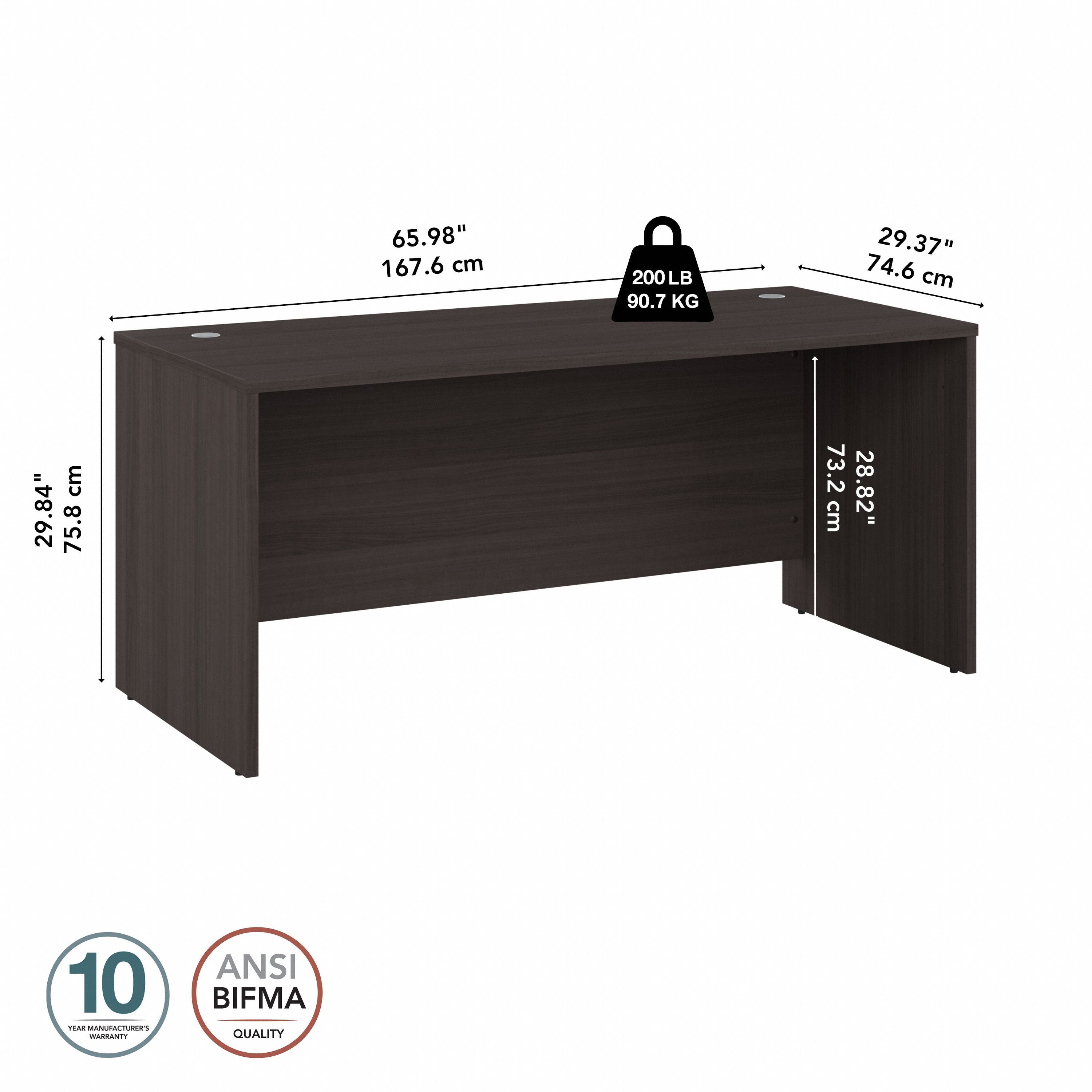 Bush Business Furniture Studio C 66W x 30D Office Desk in Storm Gray - 65.98" Width x 29.37" Depth x 29.84" Height