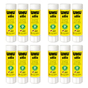 UHU Stic Permanent Glue Stick, Clear, 40 g, Pack of 12