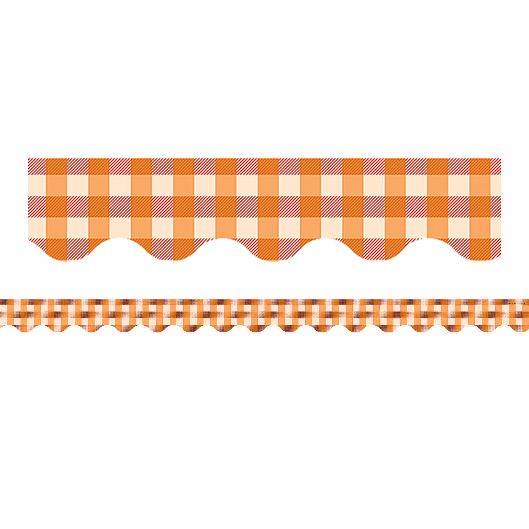 Orange Gingham Scalloped Border Trim, 35 Feet