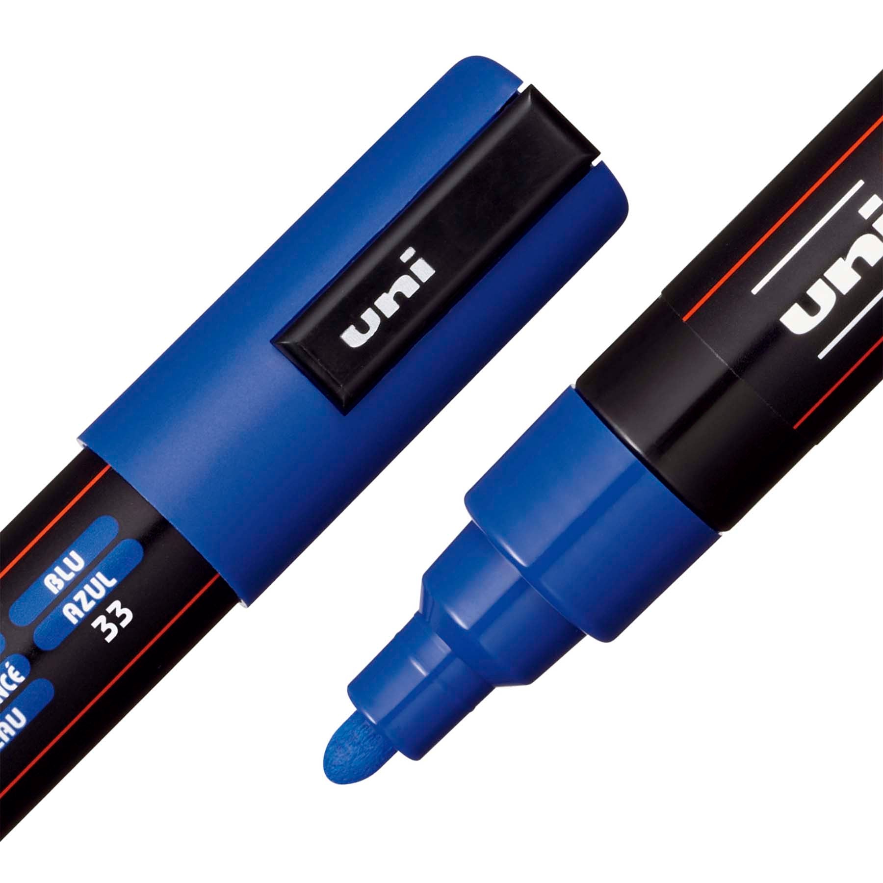 uni® POSCA PC-5M Water-Based Paint Markers, Reversible Medium Tip (1.8-2.5mm), Blue