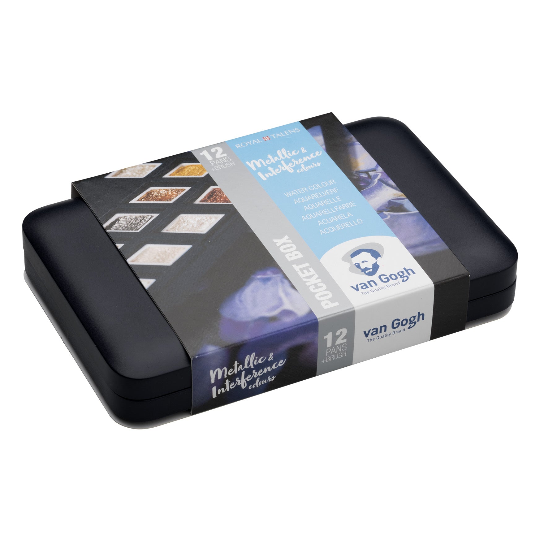 Watercolor Plastic Pocket Box, 12 Pan Specialty Selection Metallic/Interference