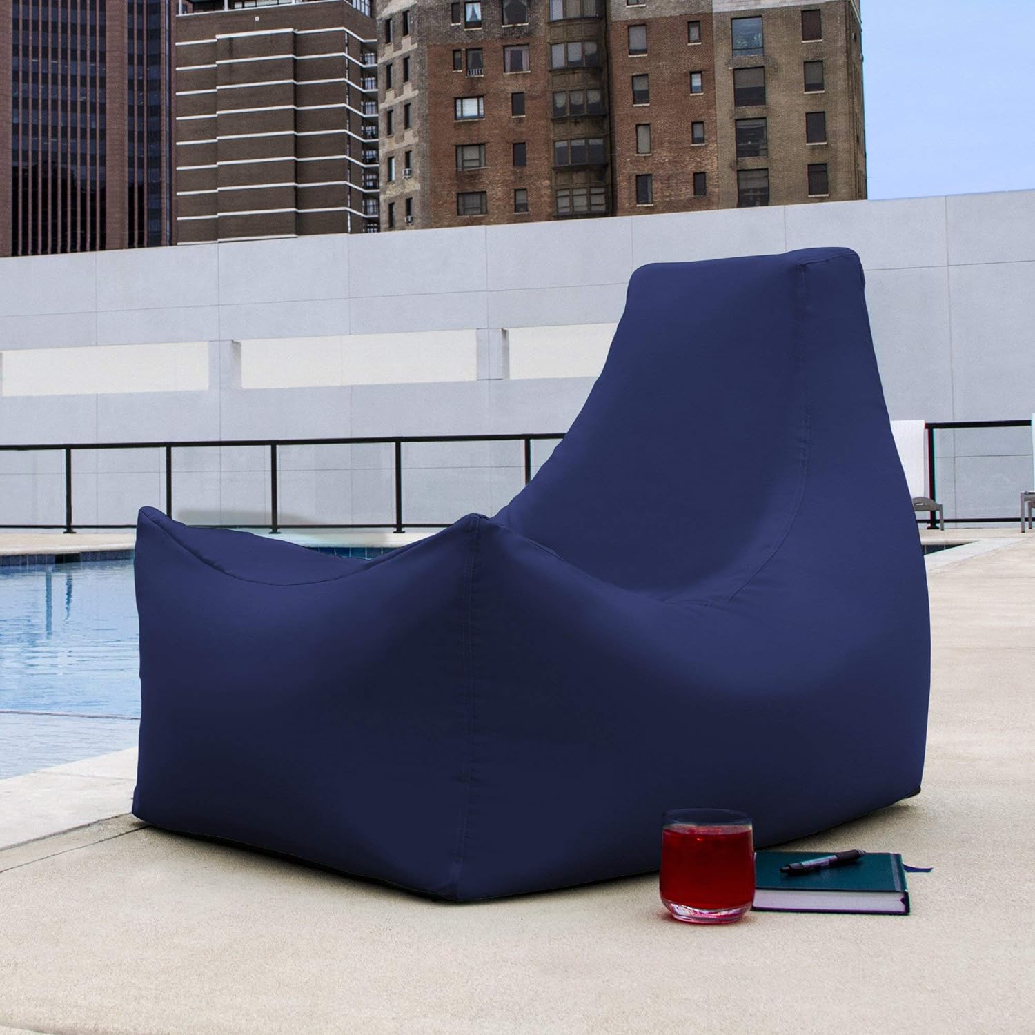 Jaxx Juniper Outdoor Bean Bag Patio Chair & Poolside Lounge, Navy Blue