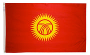 Kyrgyzstan Flag 5x8 ft. Nylon SolarGuard Nyl-Glo 100% Made in USA to Official United Nations Design Specifications.