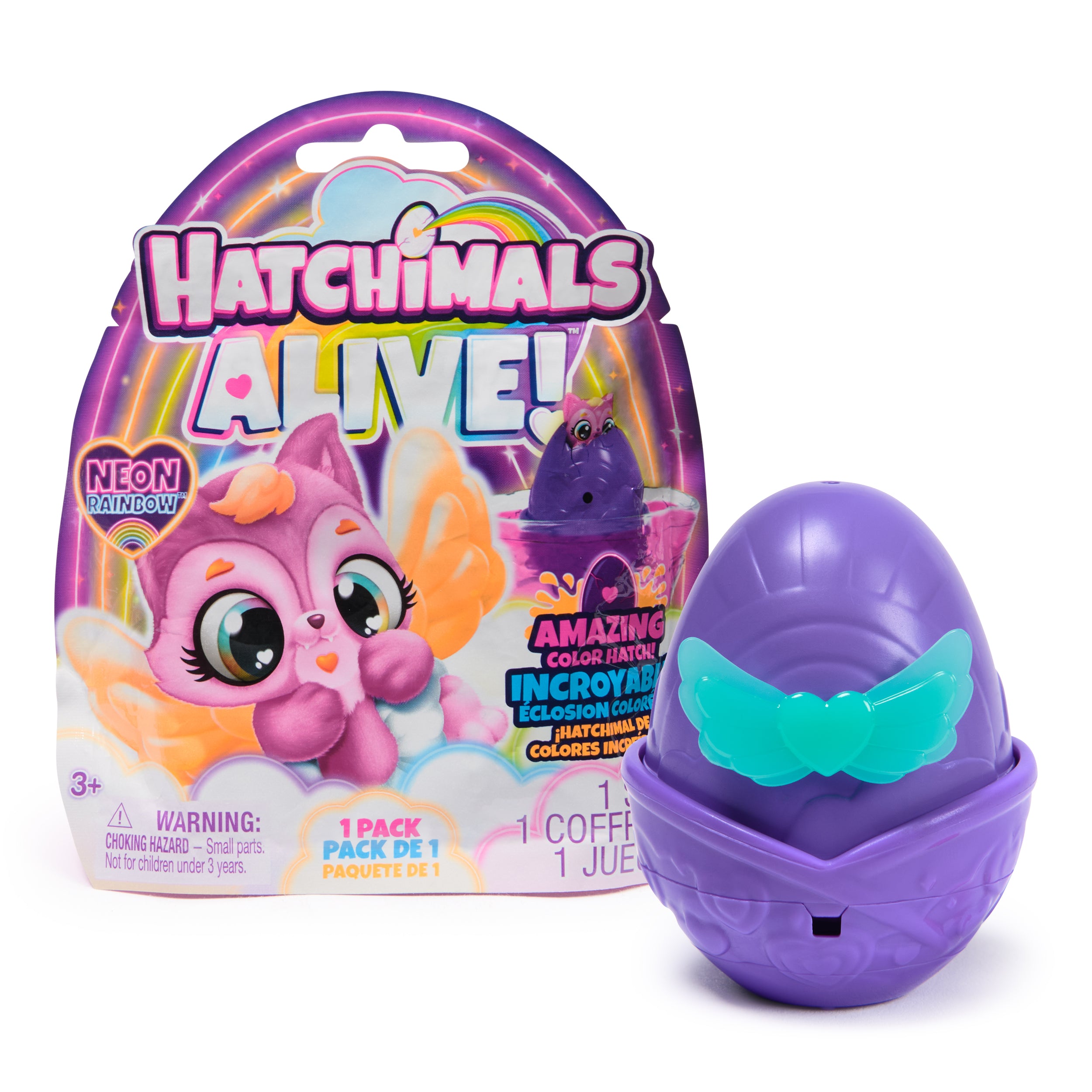 Hatchimals Alive, Neon Rainbow 1-Pack Blind Box Surprise Toy Styles May Vary, Color Reveal Egg, Kids Toys for Girls & Boys Ages 3 and up