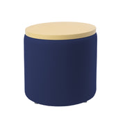 Pro Series Upholstered 18" Round Ottoman Table 18" Height - Navy/Maple