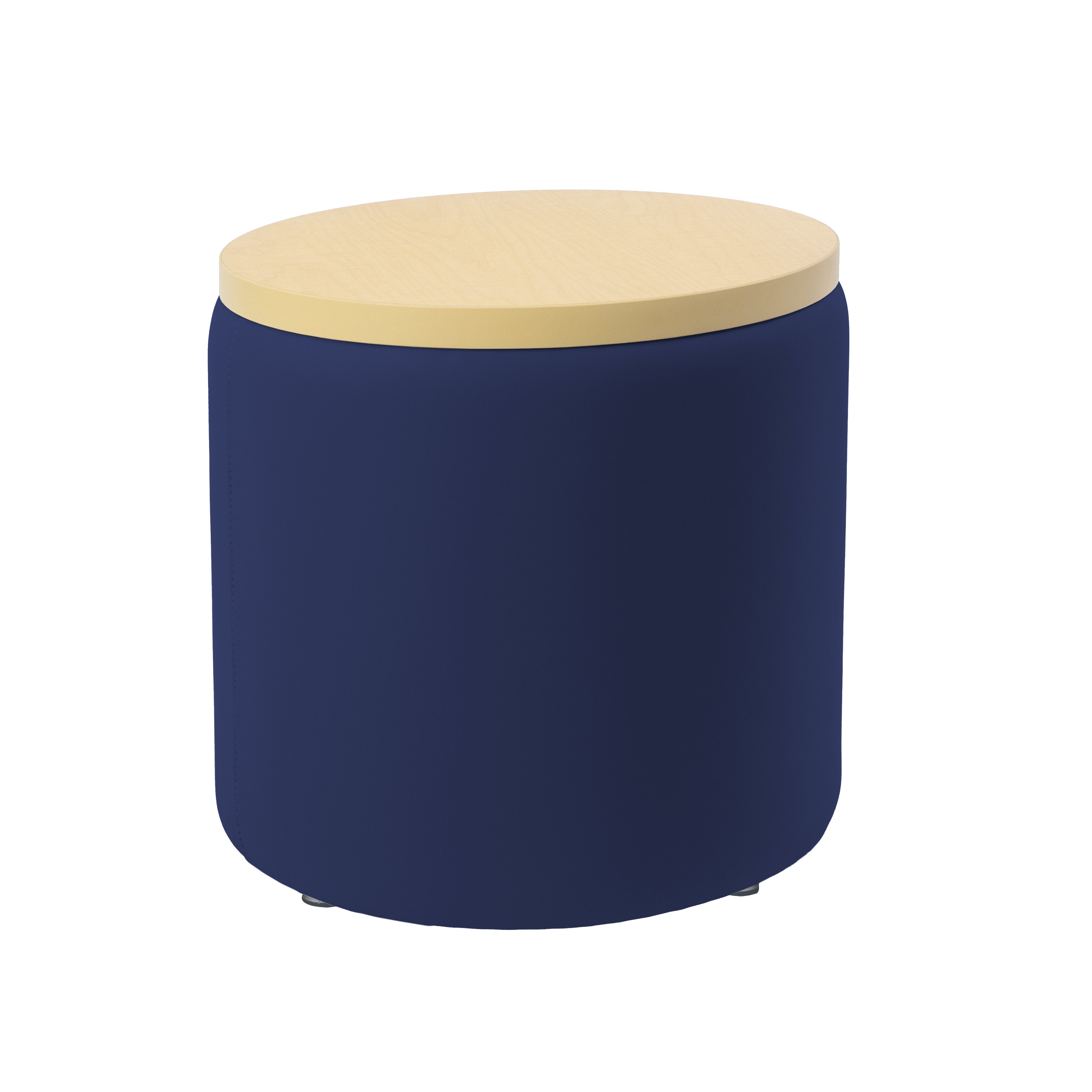 Pro Series Upholstered 18" Round Ottoman Table 18" Height - Navy/Maple