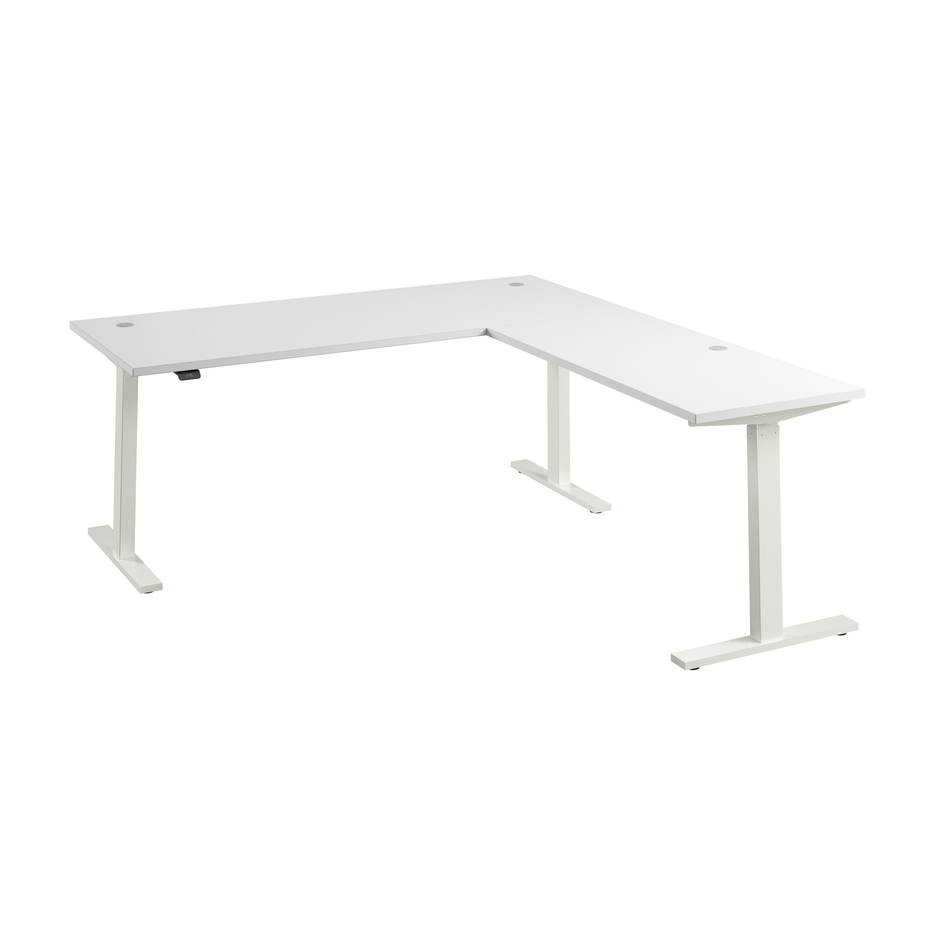 Bush Business Furniture Move 60 Series 72W Height Adjustable L Shaped Standing Desk in White with White Base - 71.02" Width x 76.97" Depth x 27.44" Height