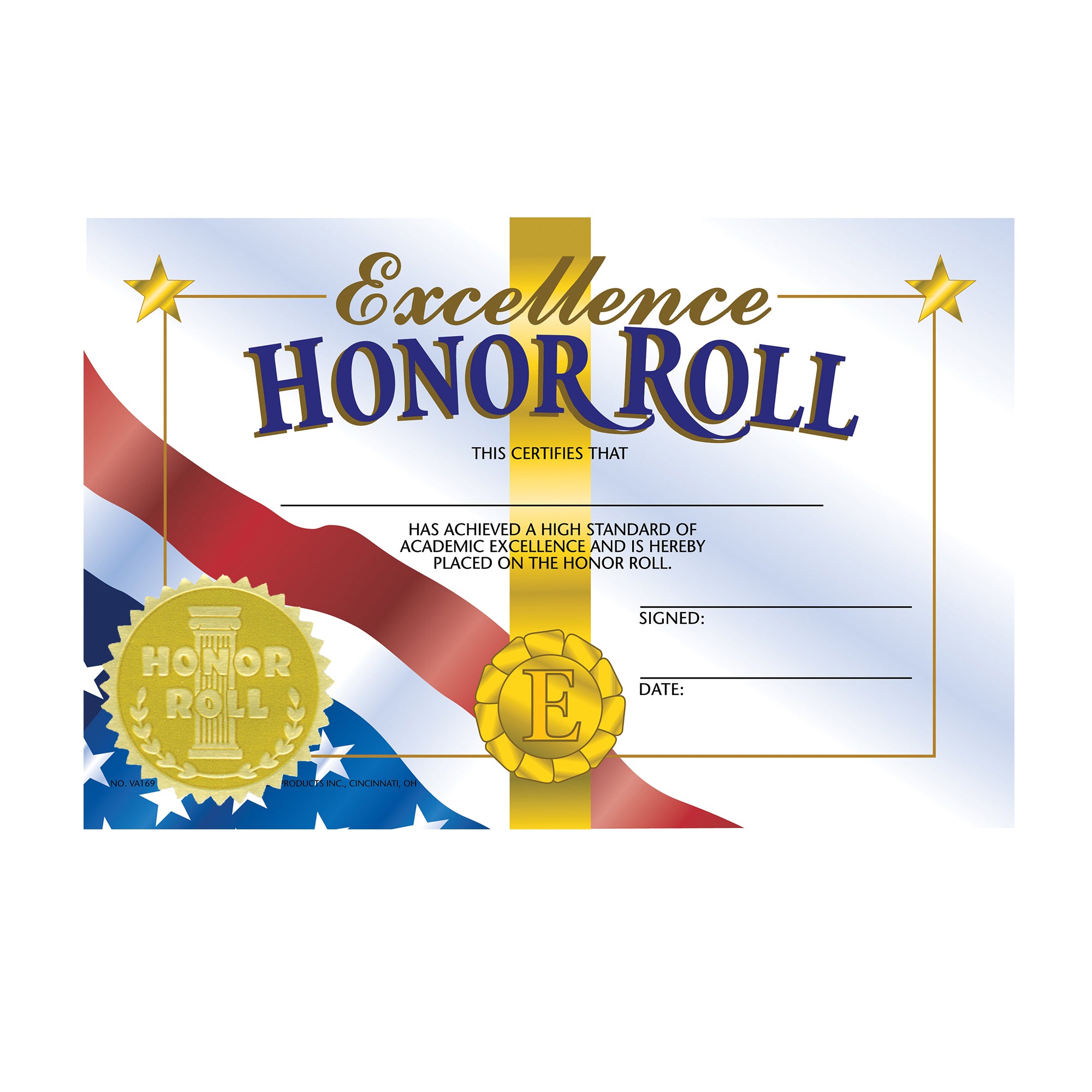 Gold Foil Embossed Seals, Honor Roll