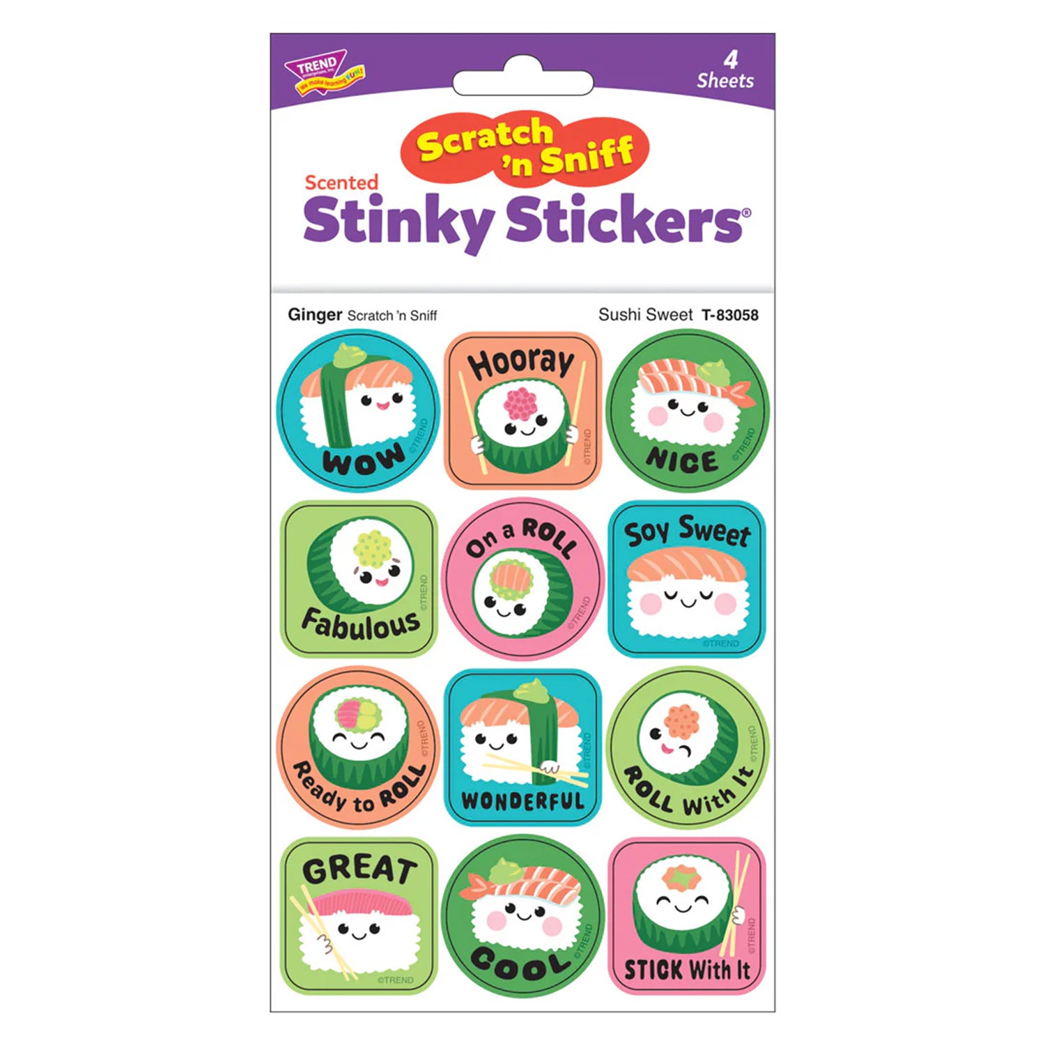 Sushi Sweet, Ginger Scent Scratch 'n Sniff Stinky Stickers®, Pack of 48