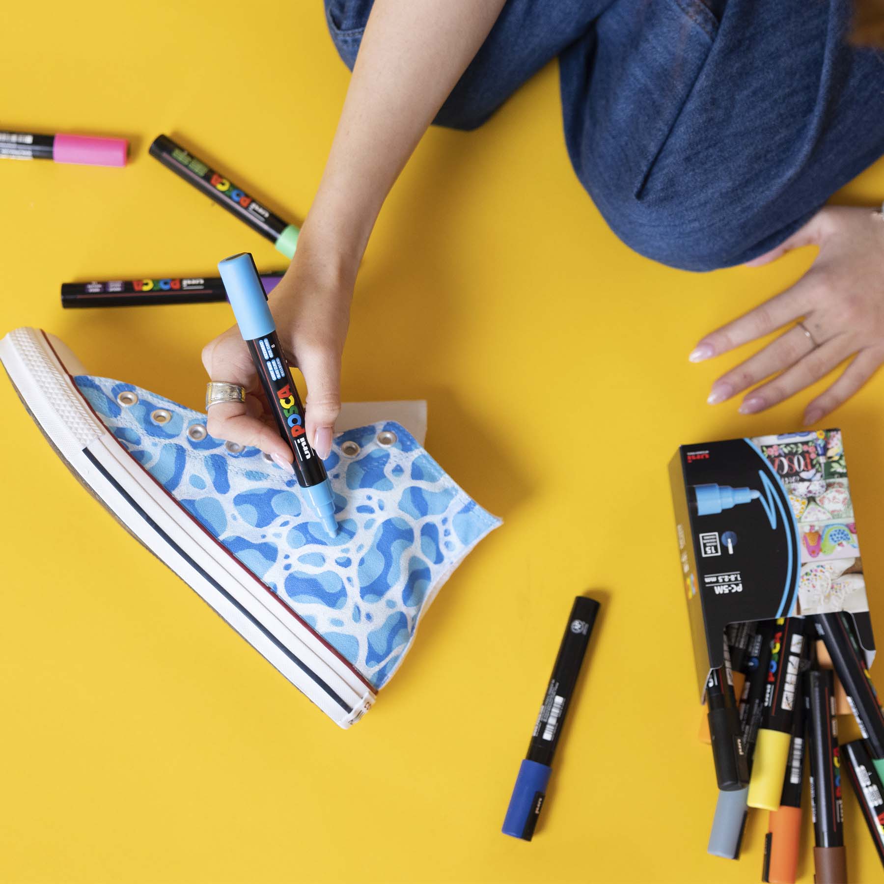 uni® POSCA PC-3M Water-Based Paint Markers, Reversible Fine Tip (0.9-1.3mm), Yellow