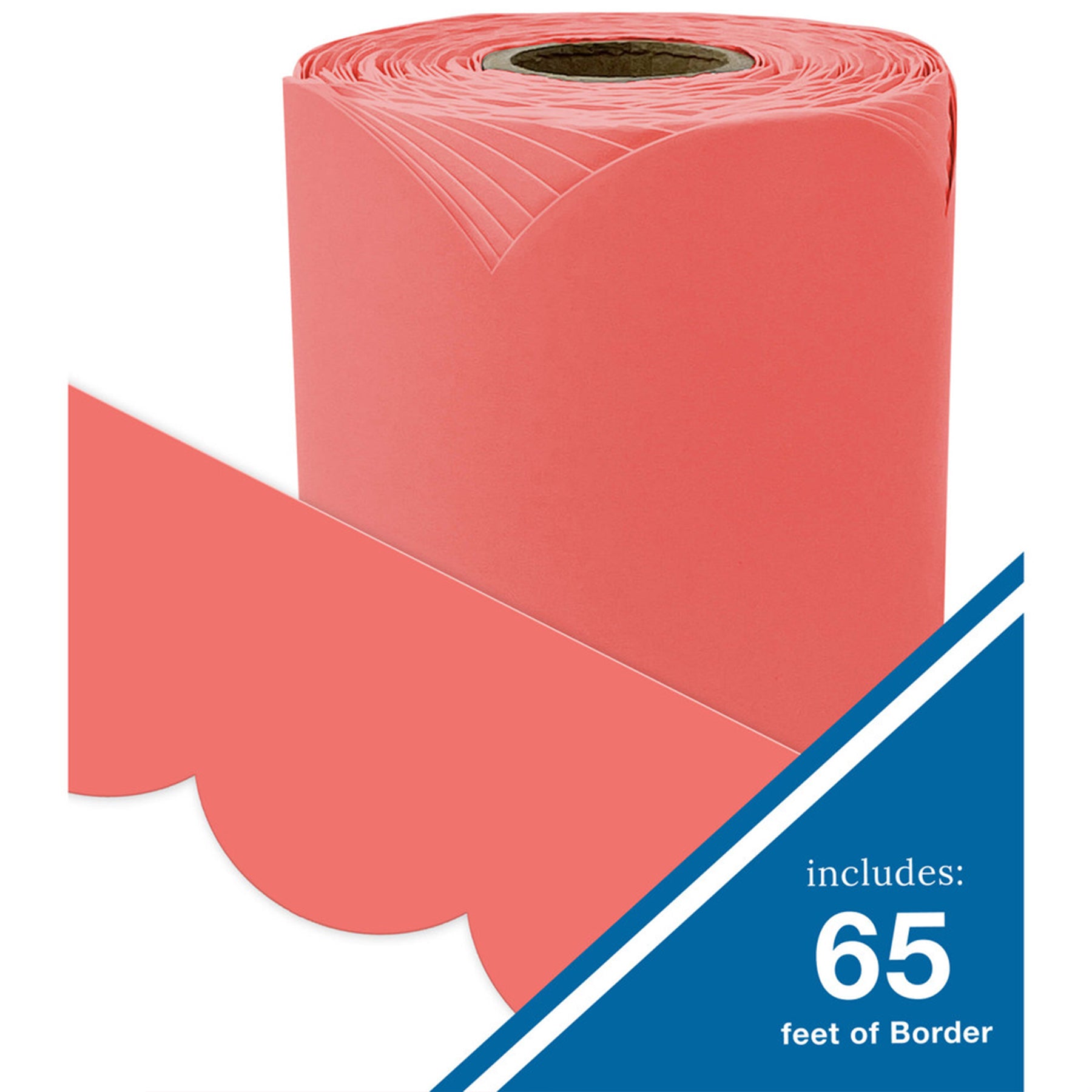 Rolled Scalloped Bulletin Board Border, Salmon, 65 Feet