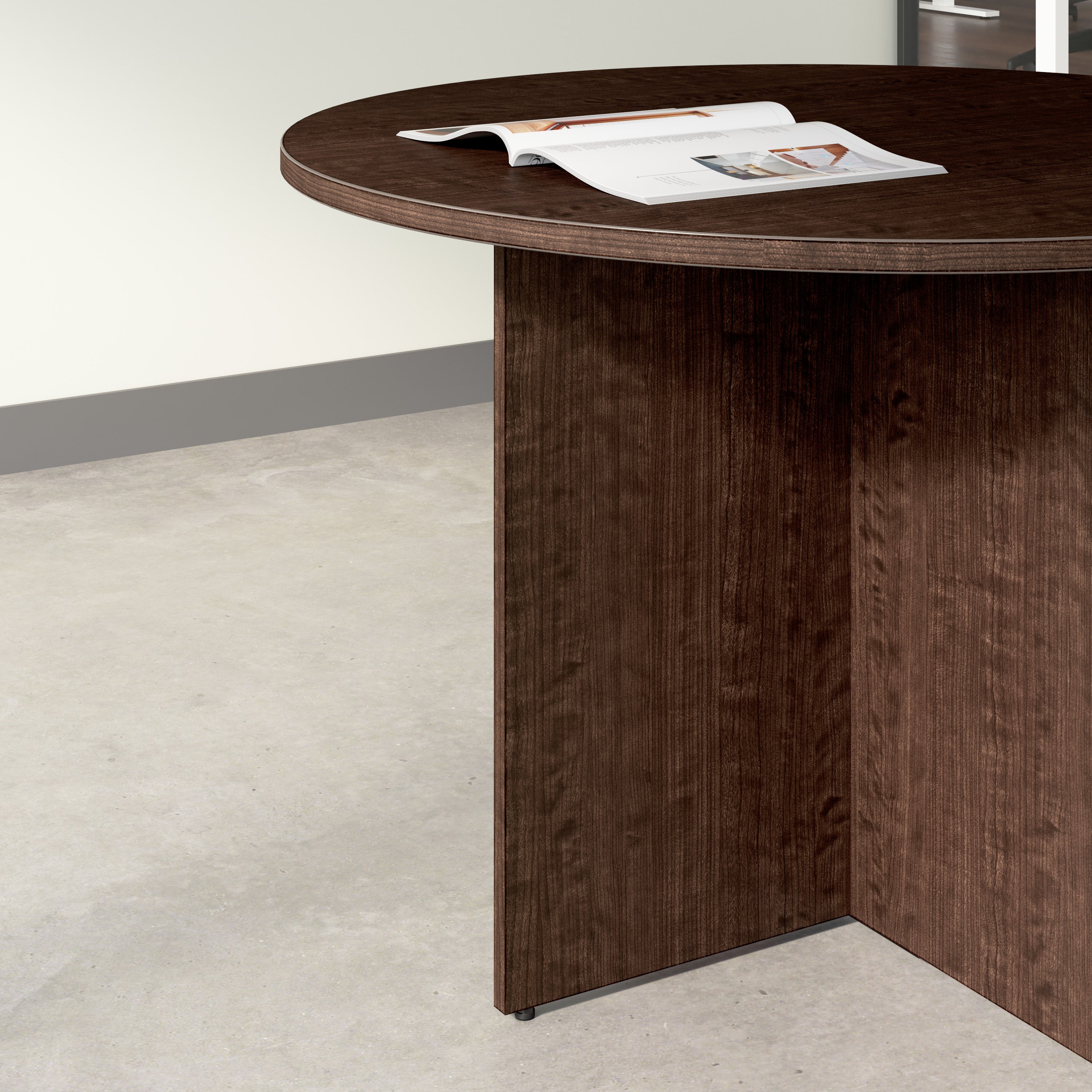 Bush Business Furniture 42-inch Round Conference Table with Wood Base in Mocha Cherry - 41.38" Width x 41.38" Depth x 29.66" Height