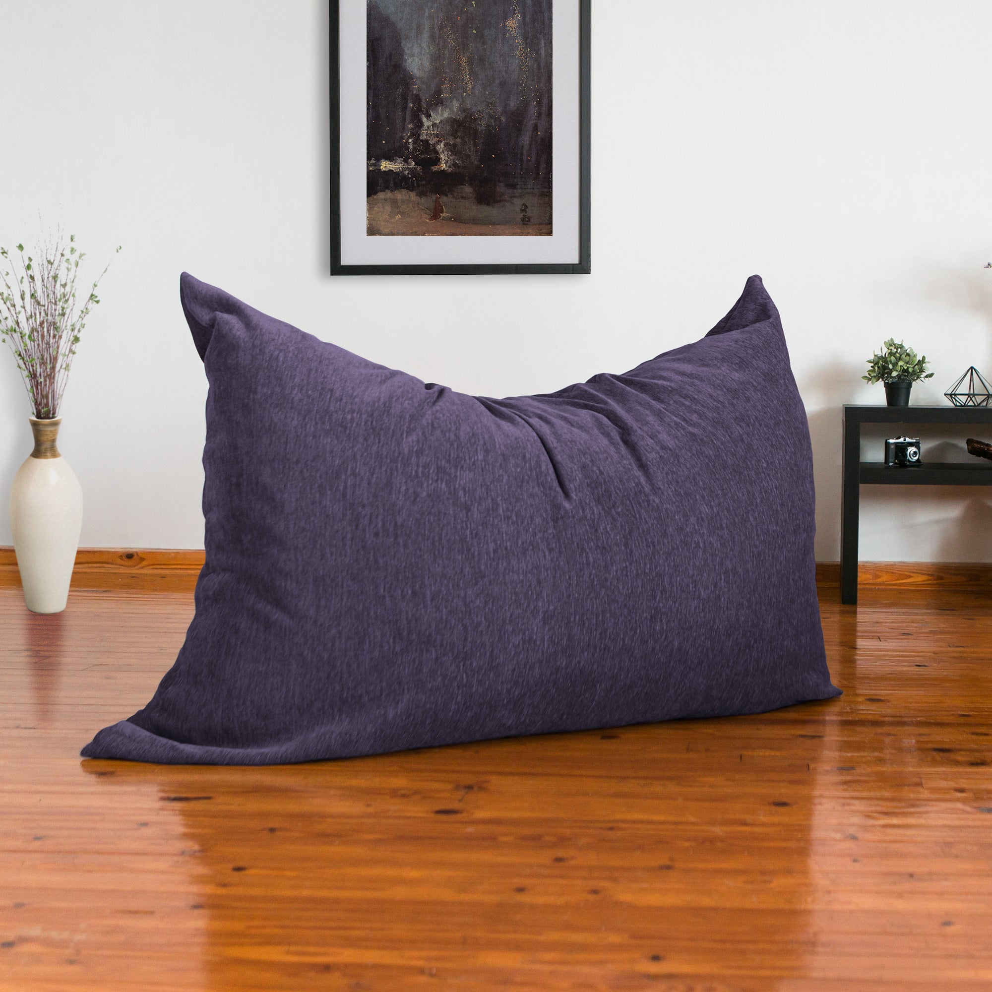 Jaxx 5.5 ft Pillow Saxx Foam Bean Bag Pillow, Premium Chenille Cover, Plum