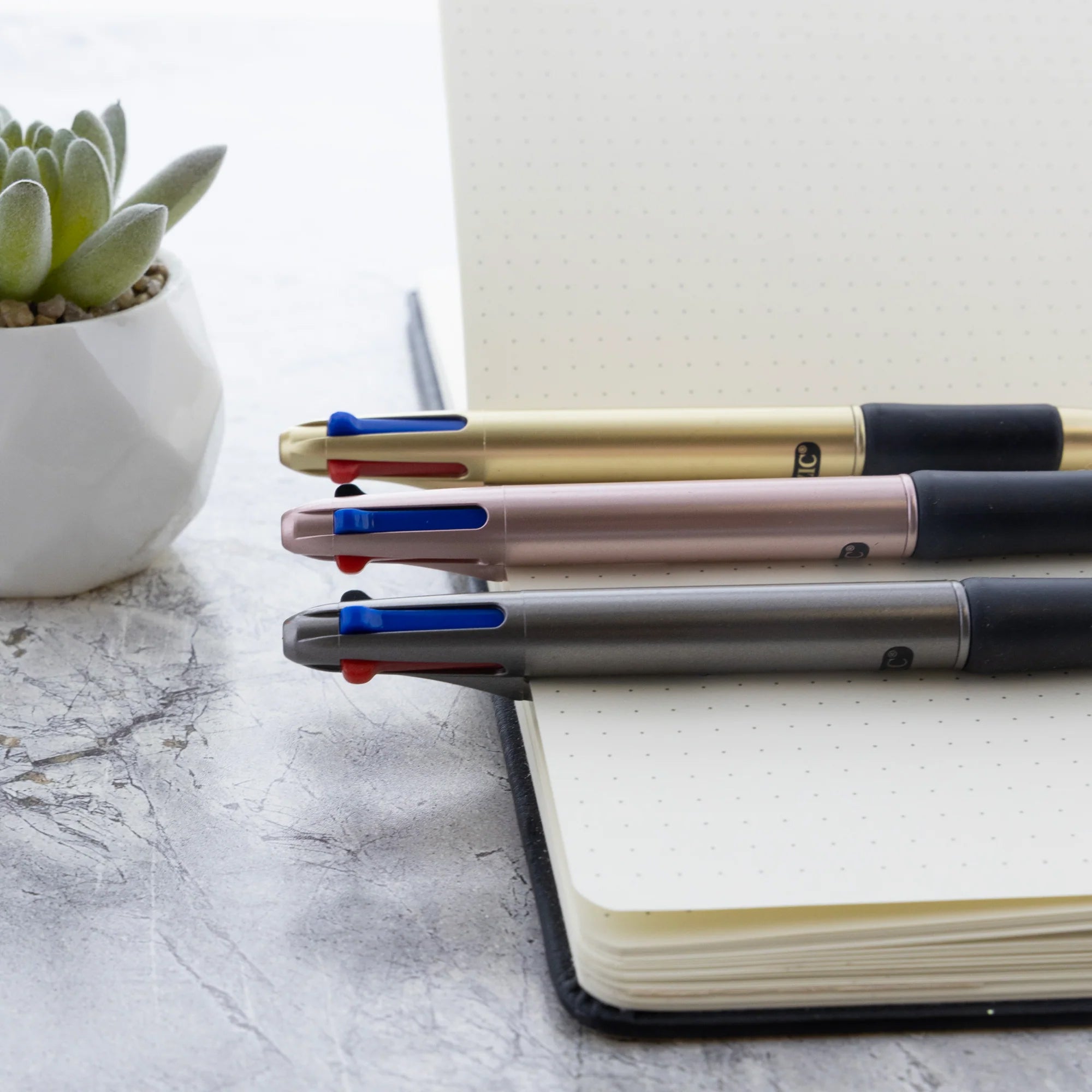 Lynx Satin Top 4-Color Pen with Cushion Grip, Pack of 2