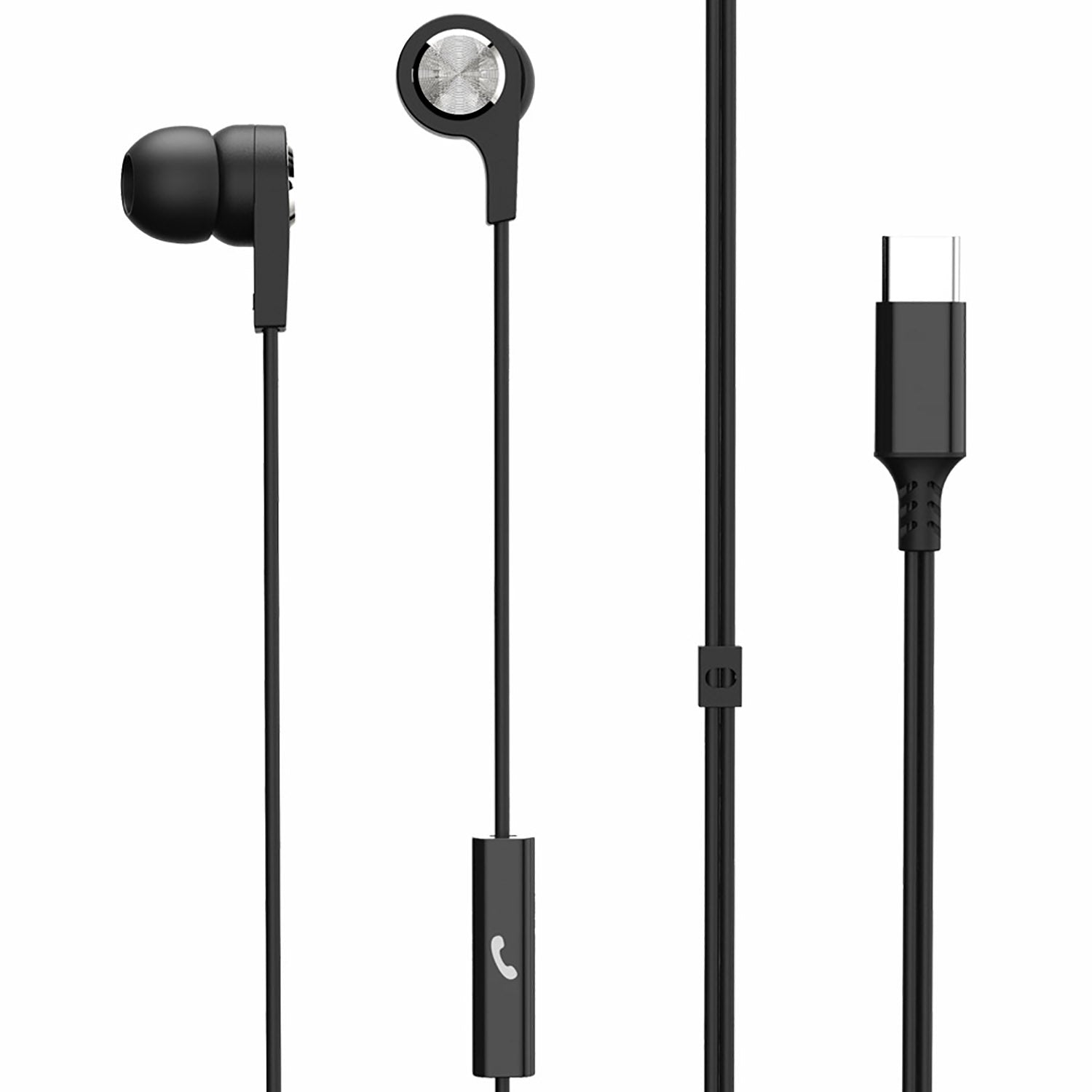 Sync Up Type-C® Wired Earbuds with Microphone, Black