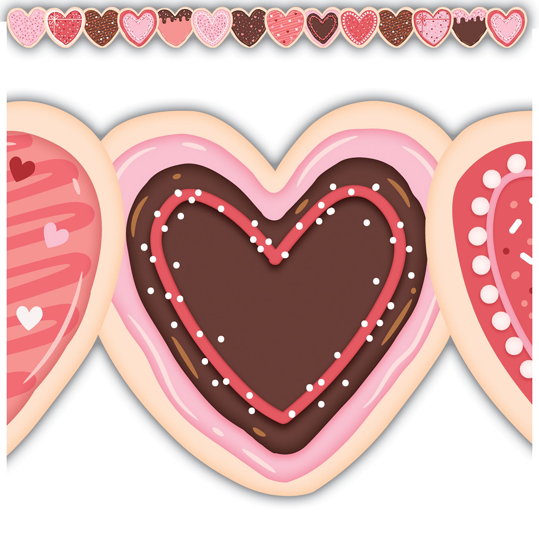 Frosted Heart Cookies Die-Cut Border Trim, 35 Feet