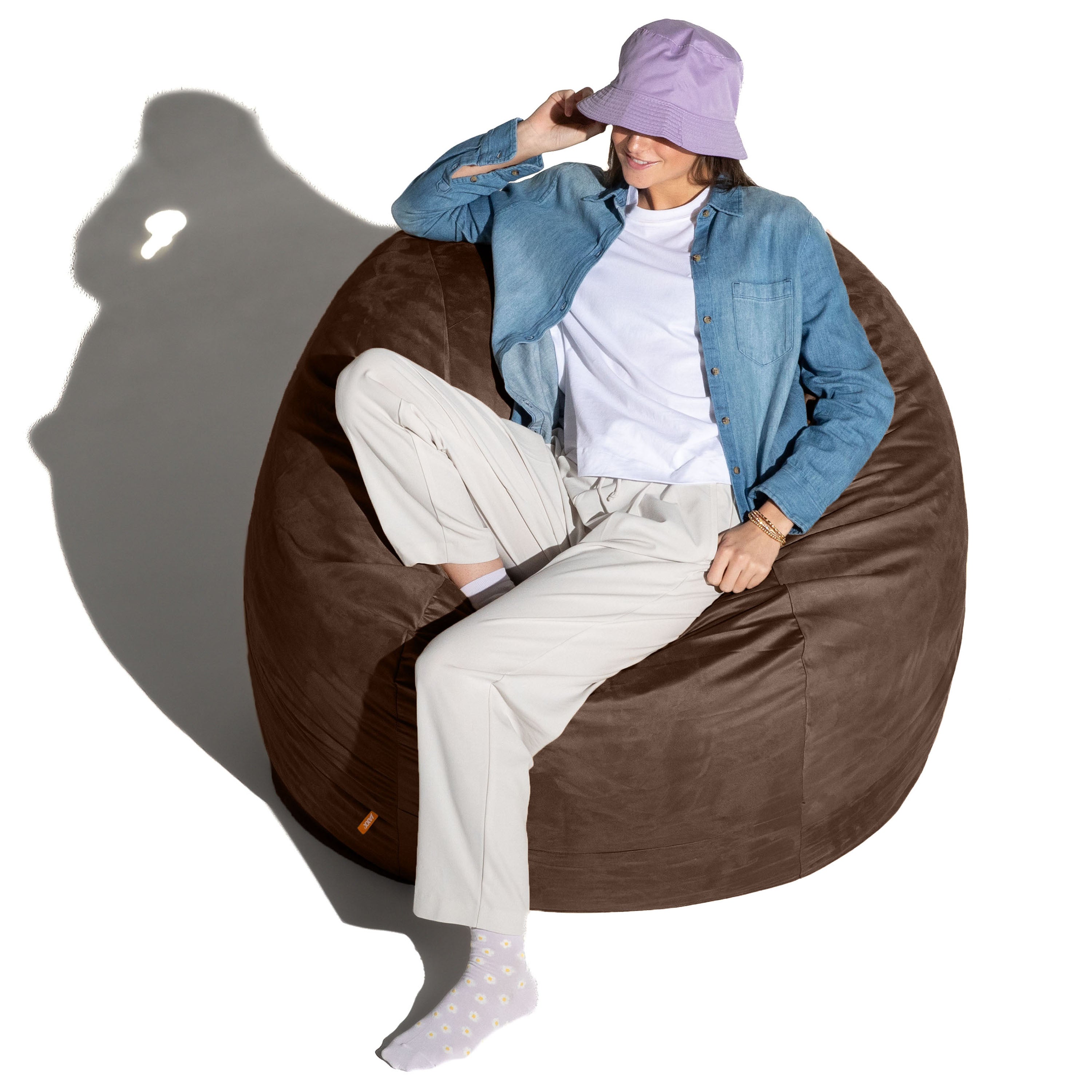 Jaxx 4 ft Round Bean Bag Chair for Adults, Chocolate