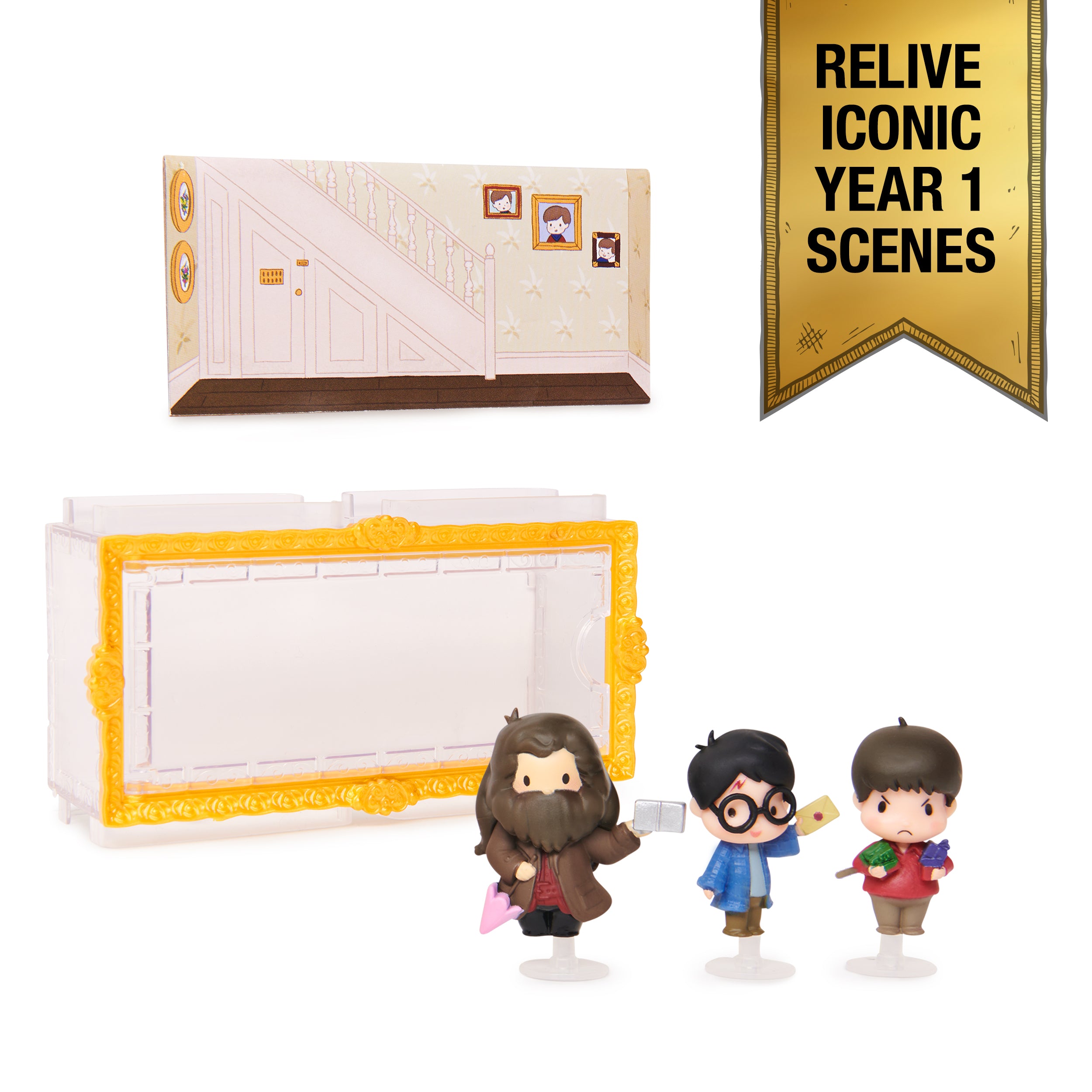 Wizarding World Harry Potter, Micro Magical Moments Action Figures Set with Harry, Hagrid, Dudley & Display Case, Kids Toys for Ages 6 and up