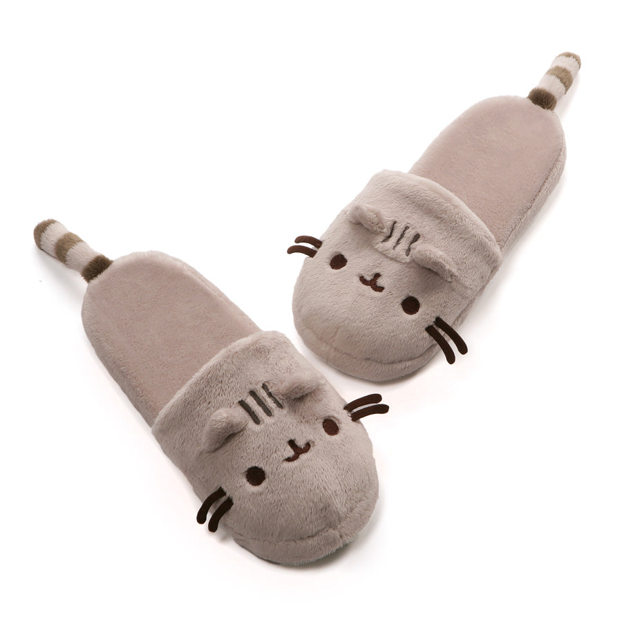 GUND Pusheen Soft Plush Slippers, Gray, One Size Fits Most