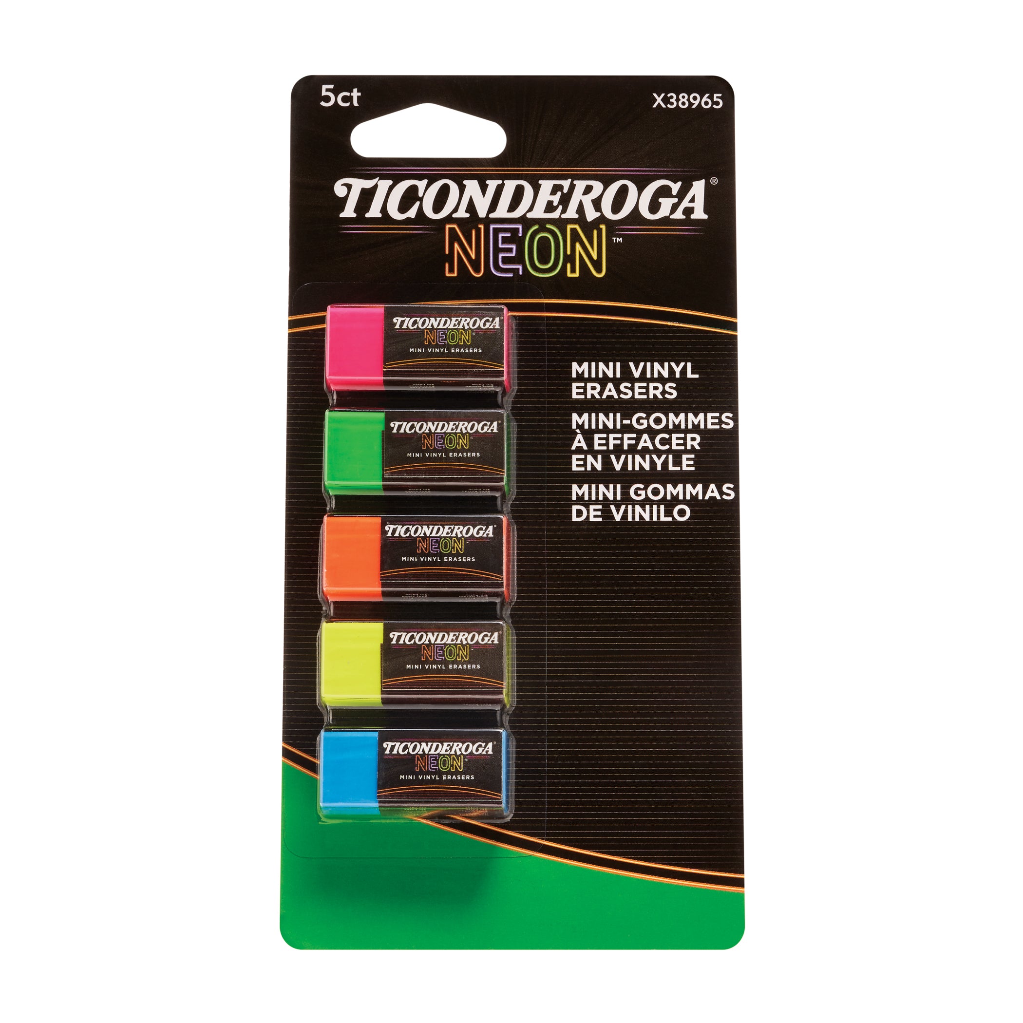 Mini Vinyl Erasers, Neon Assorted, 5 Count