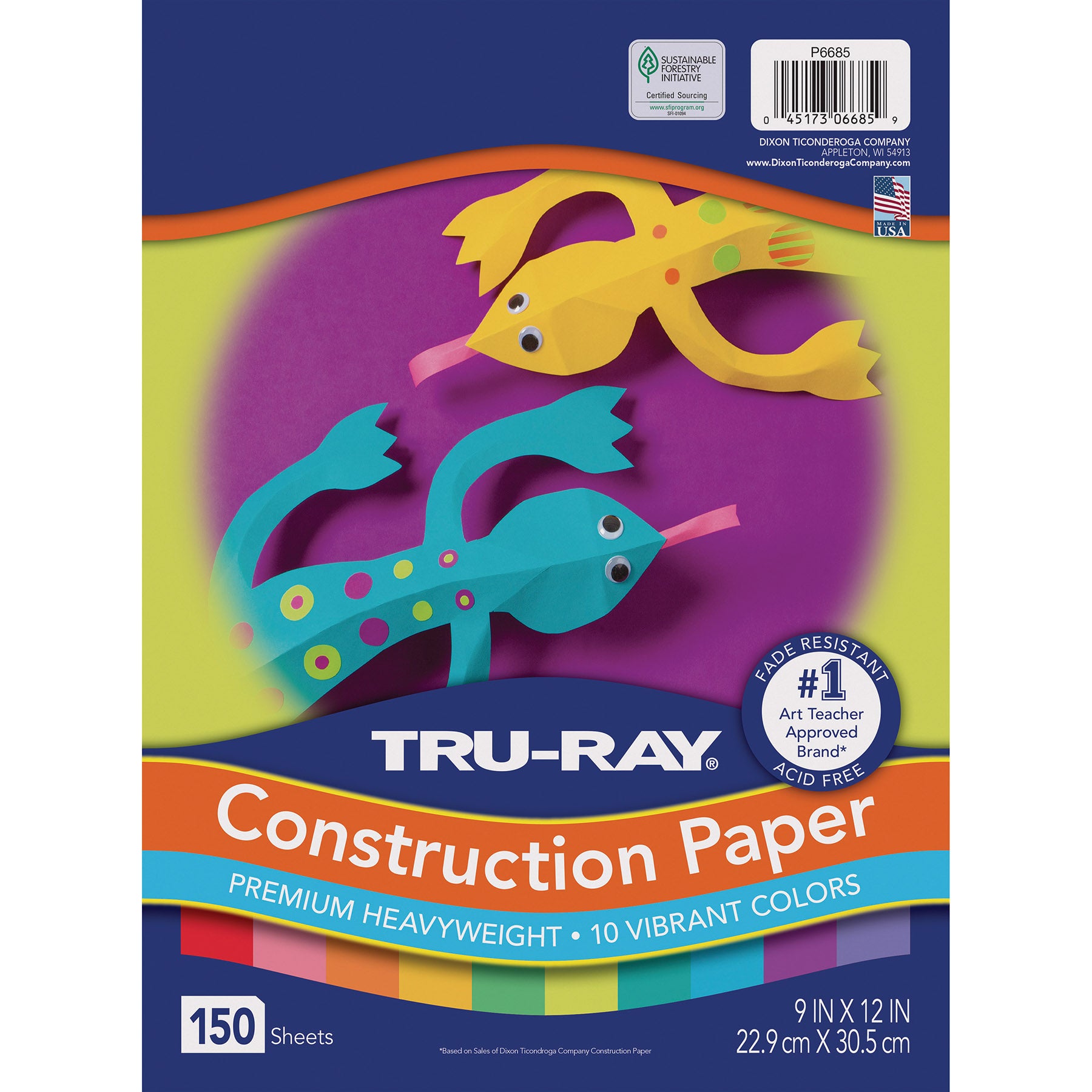 Construction Paper, Heavyweight, 10 Vibrant Colors, 9" x 12", 150 Sheets