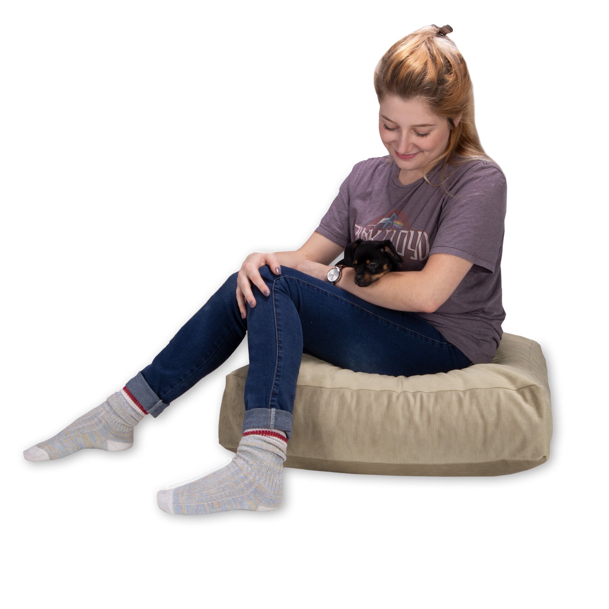 Jaxx Brio Large Décor Floor Pillow/Meditation Yoga Cushion, Plush Microvelvet, Camel