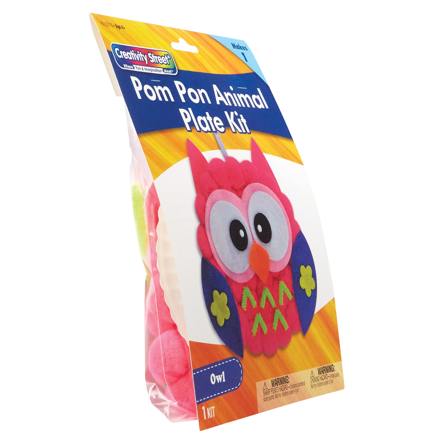 Pom Pon Animal Plate Kit, Owl, 7" x 8" x 1", 1 Kit